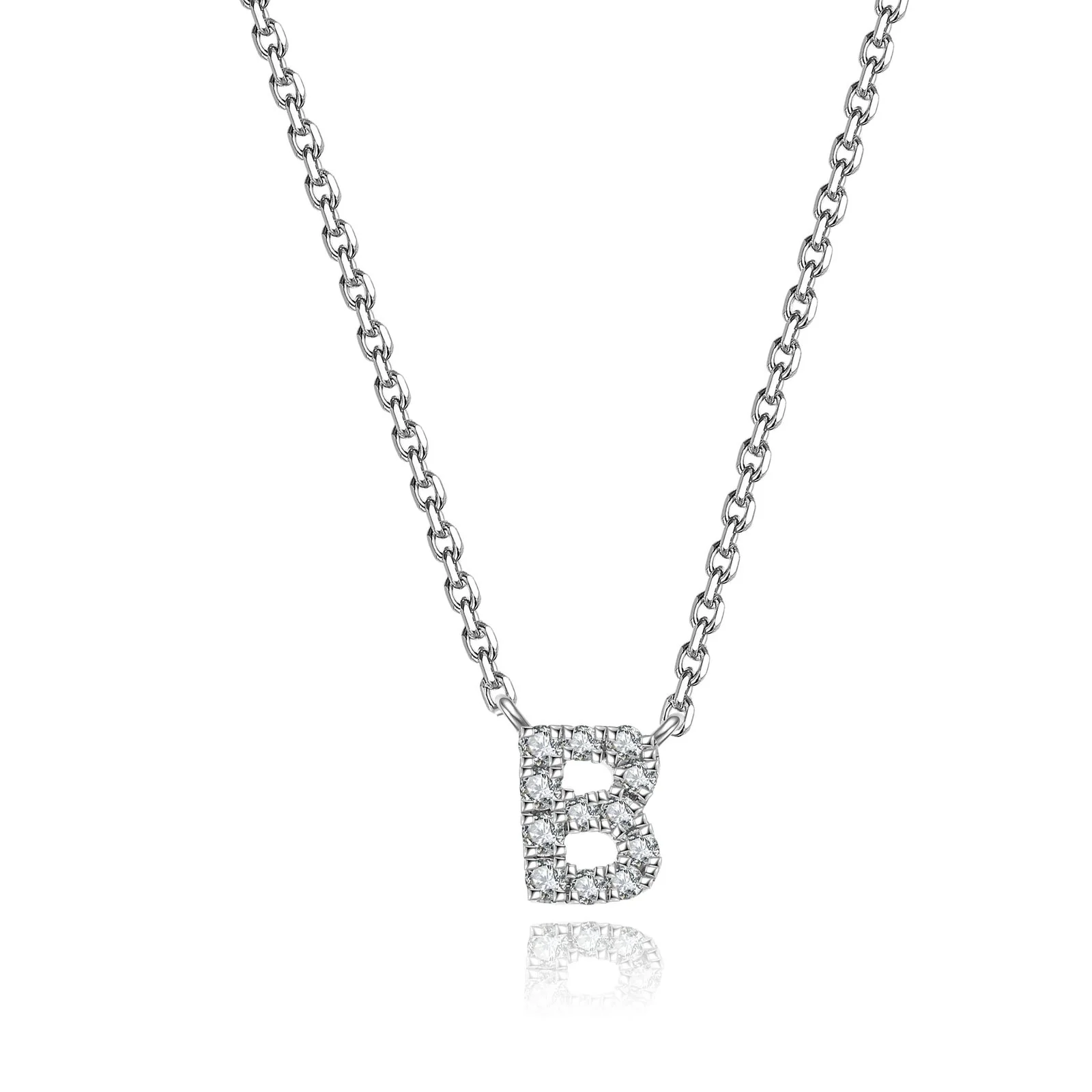 Initial Natural Diamond Pendant Necklace | 18K White Gold - Image 6