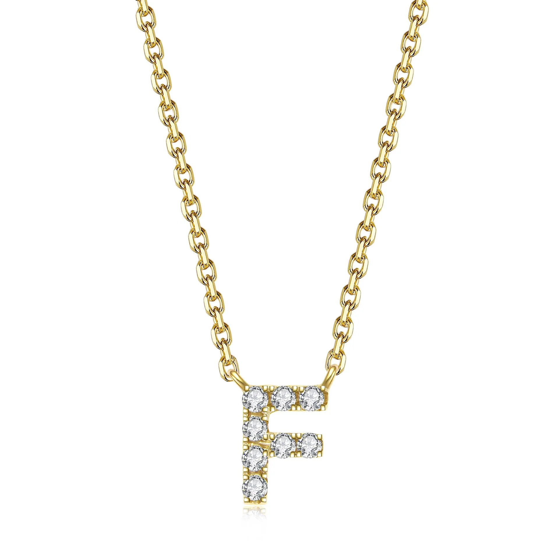 Initial Natural Diamond Pendant Necklace | 18K Yellow Gold - Image 10