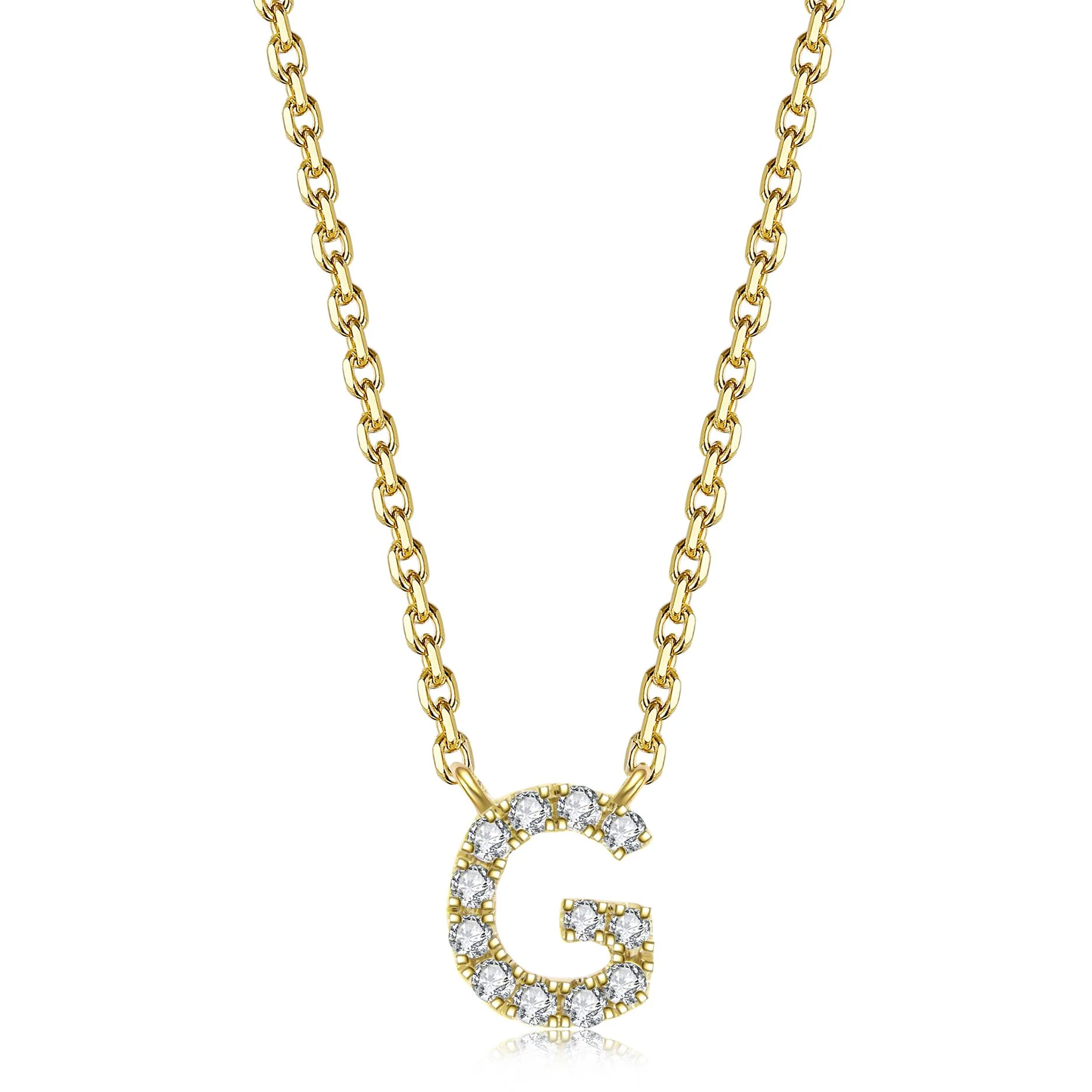 Initial Natural Diamond Pendant Necklace | 18K Yellow Gold - Image 12