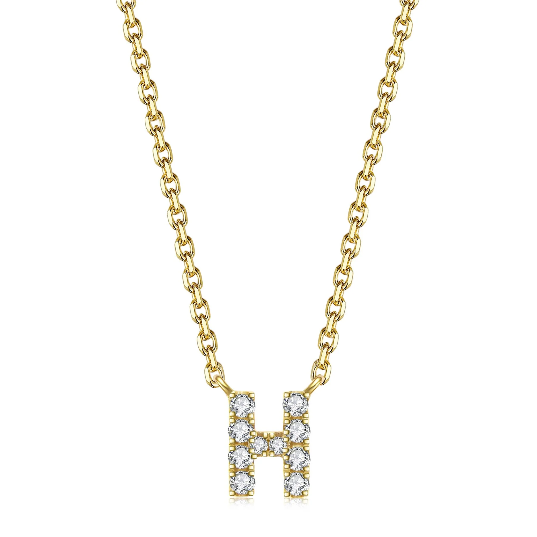 Initial Natural Diamond Pendant Necklace | 18K Yellow Gold - Image 14