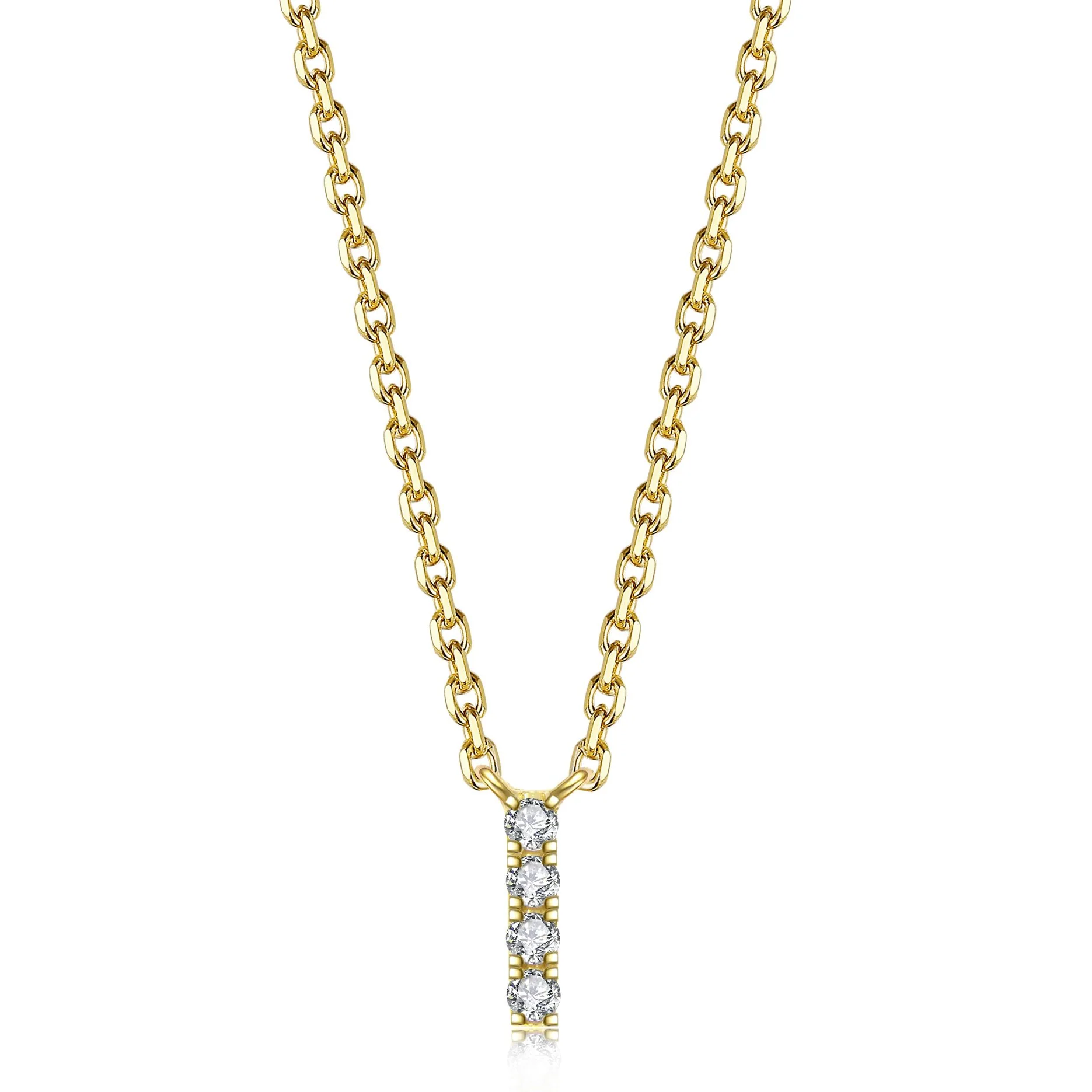 Initial Natural Diamond Pendant Necklace | 18K Yellow Gold - Image 16