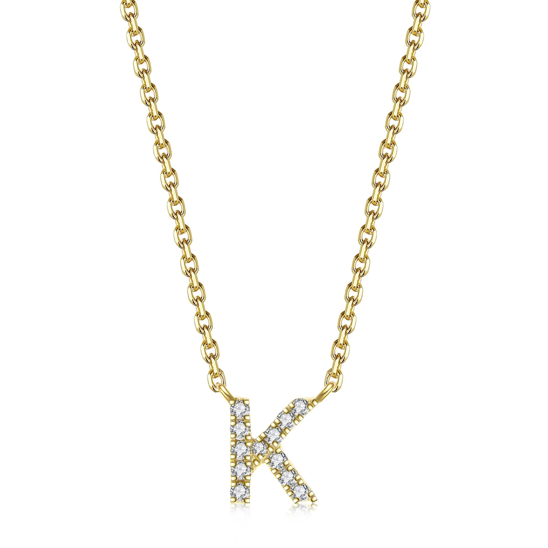 Initial Natural Diamond Pendant Necklace | 18K Yellow Gold - Image 20