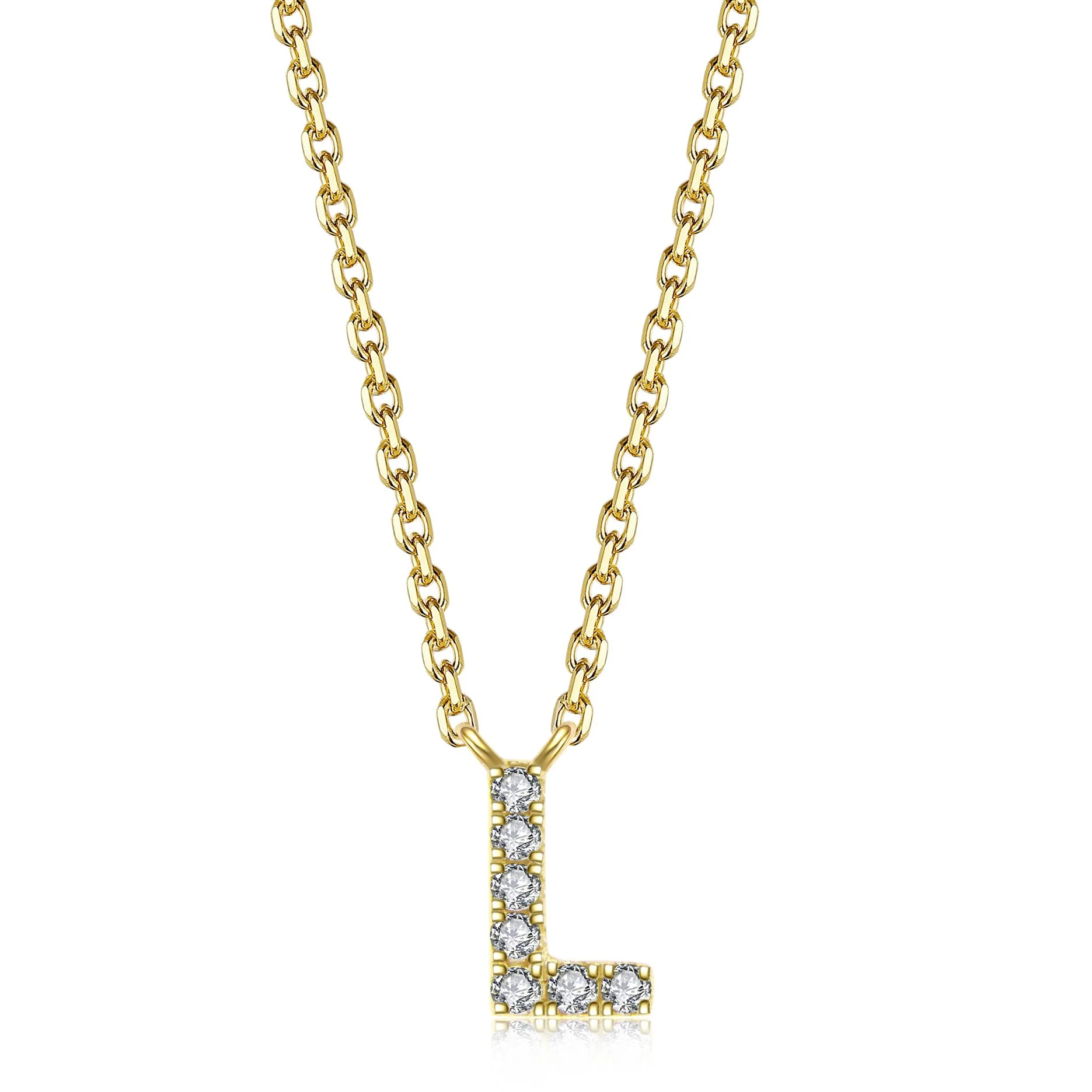 Initial Natural Diamond Pendant Necklace | 18K Yellow Gold - Image 22