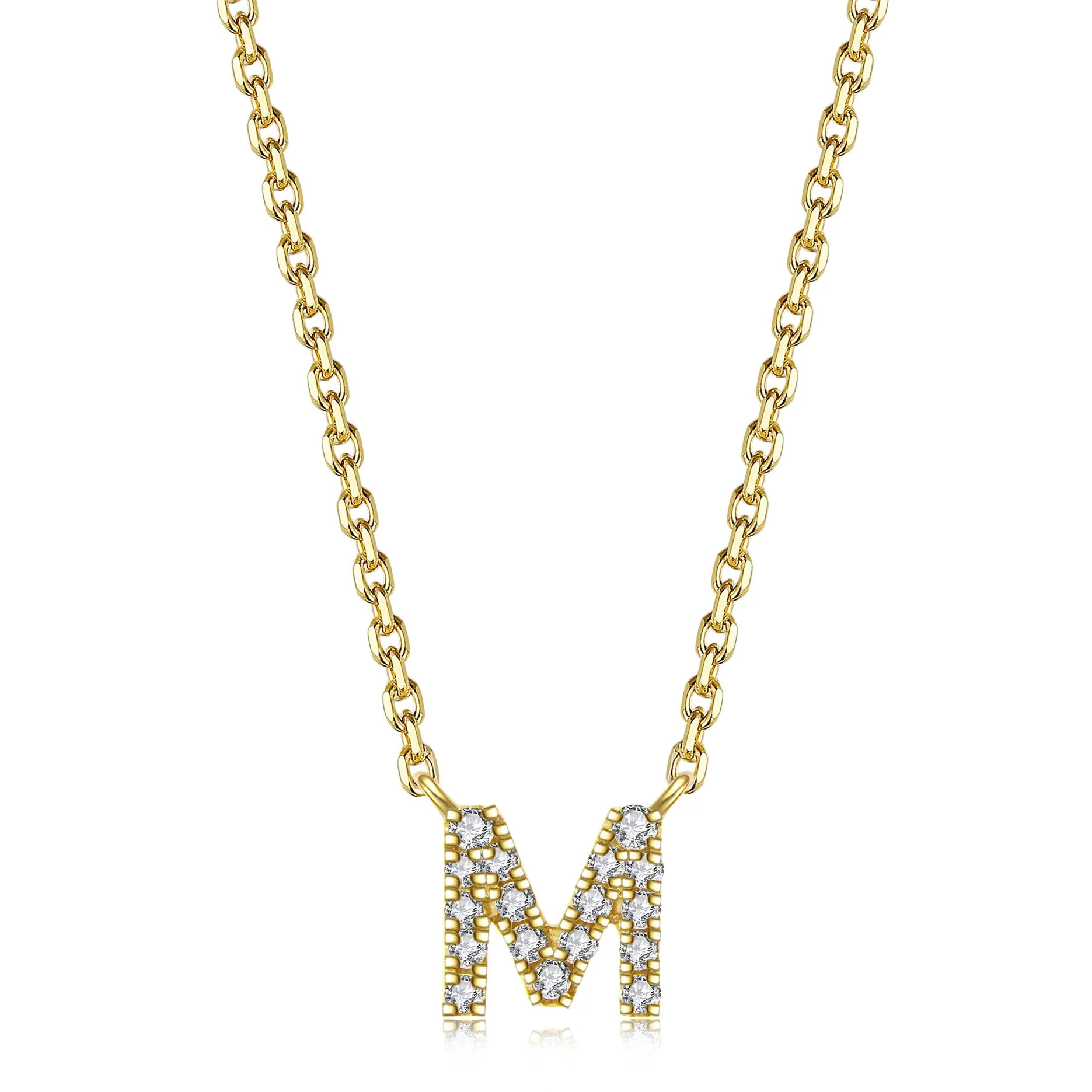Initial Natural Diamond Pendant Necklace | 18K Yellow Gold - Image 24
