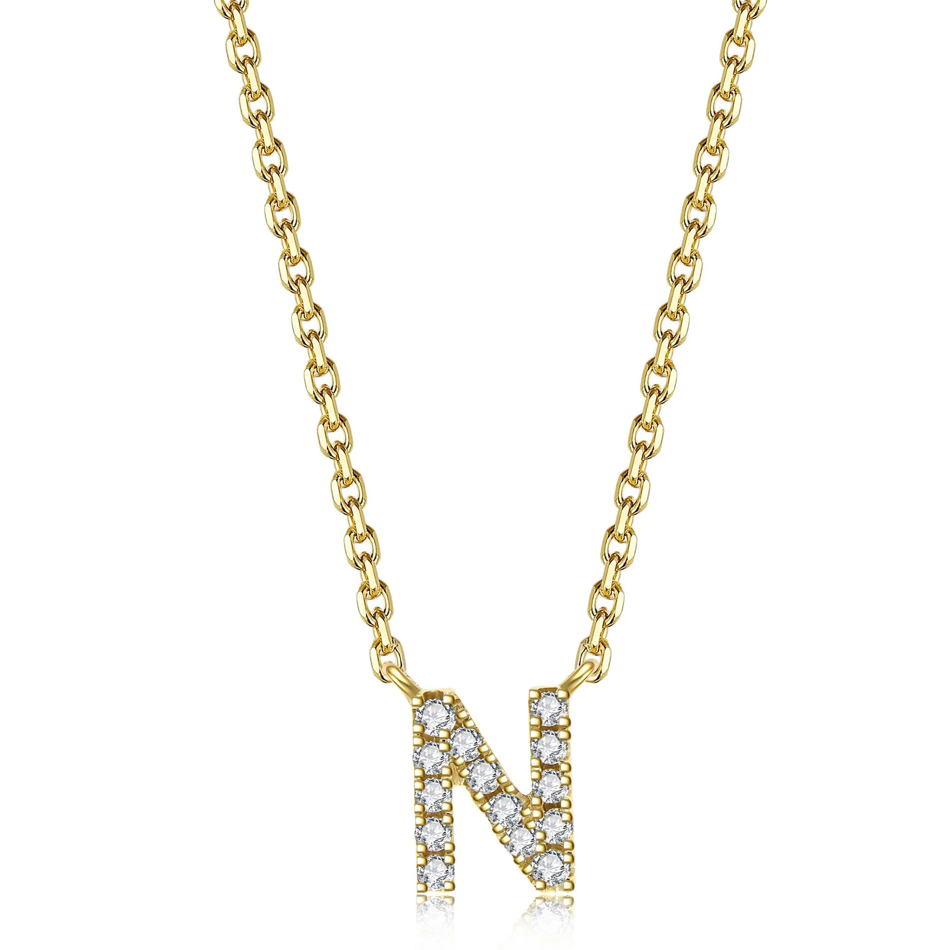 Initial Natural Diamond Pendant Necklace | 18K Yellow Gold - Image 26