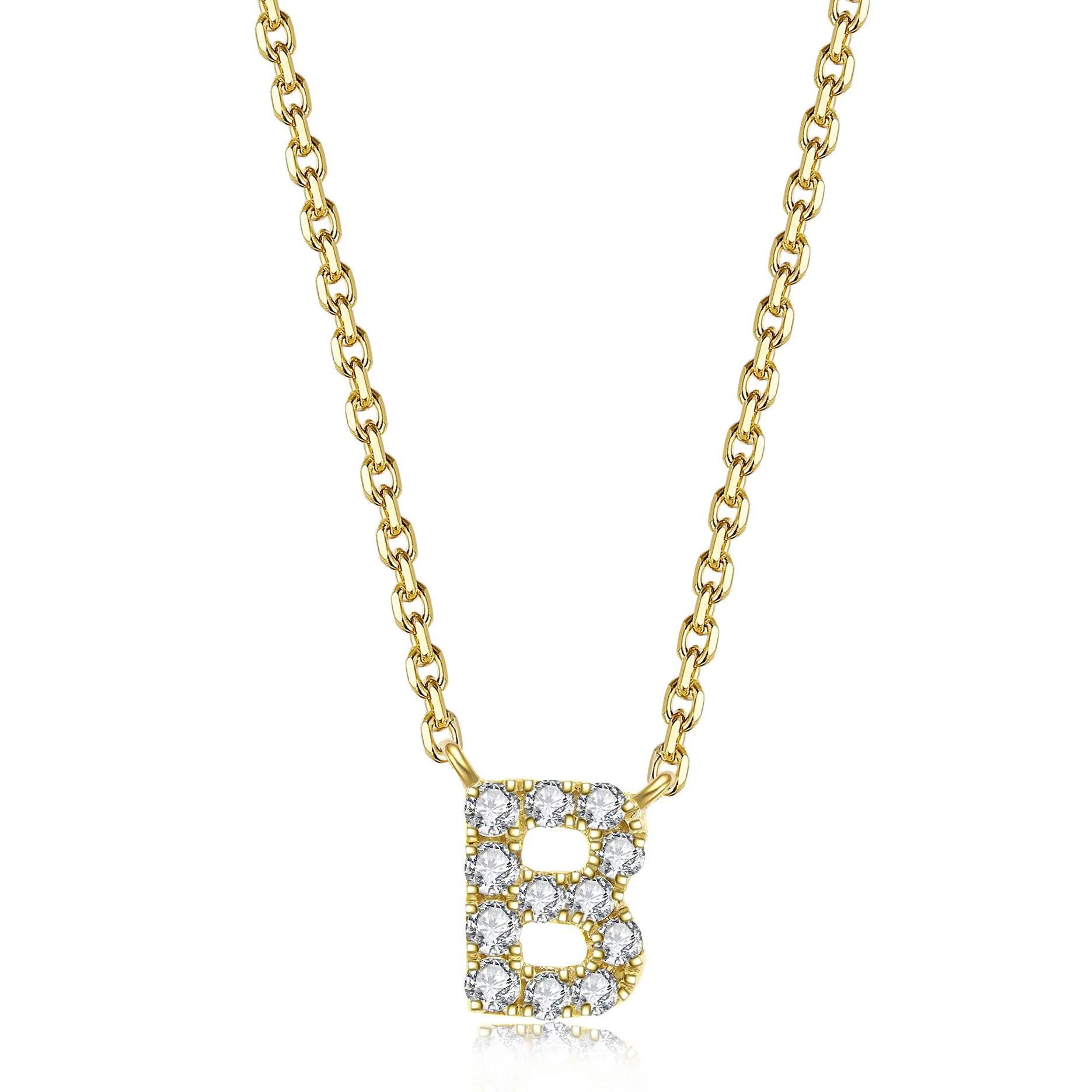 Initial Natural Diamond Pendant Necklace | 18K Yellow Gold - Image 3