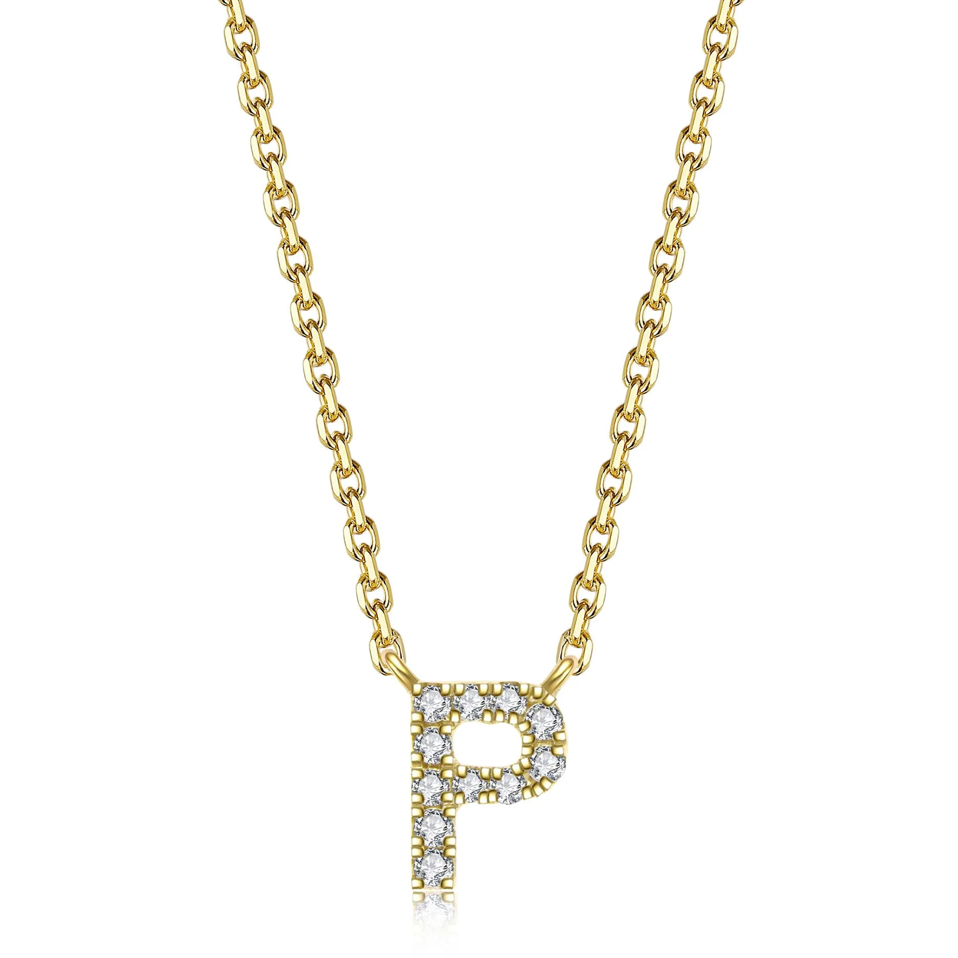 Initial Natural Diamond Pendant Necklace | 18K Yellow Gold - Image 31