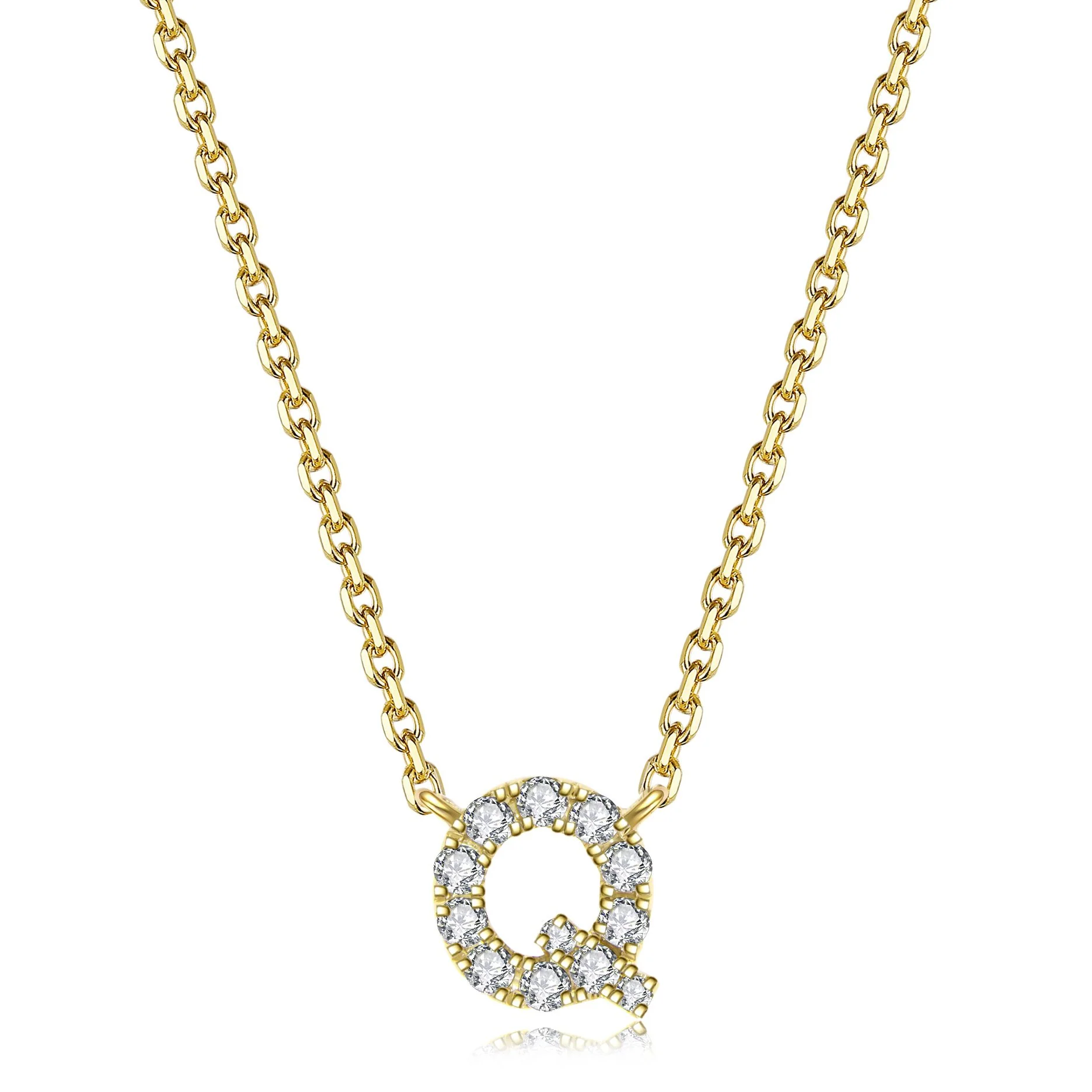 Initial Natural Diamond Pendant Necklace | 18K Yellow Gold - Image 33