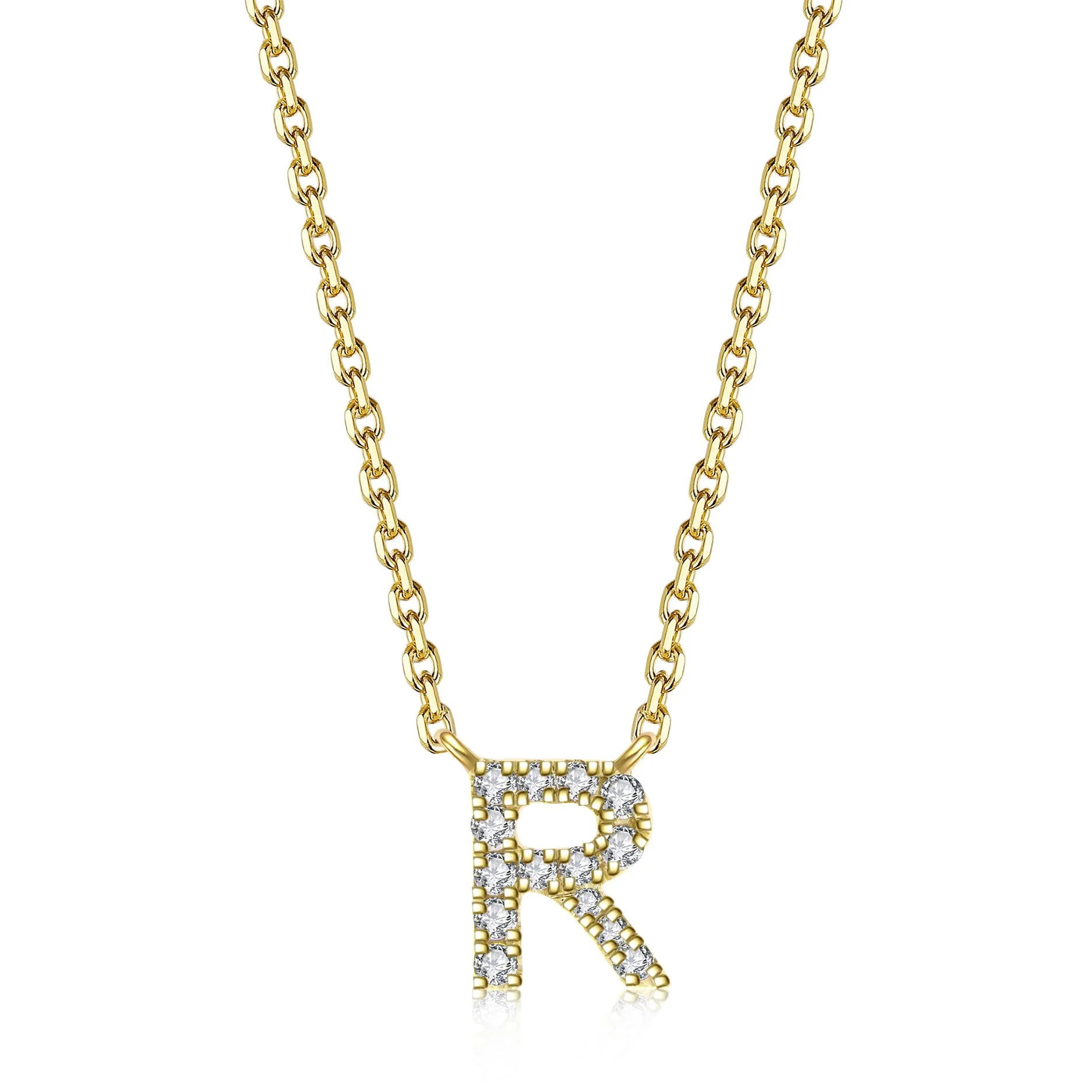 Initial Natural Diamond Pendant Necklace | 18K Yellow Gold - Image 35