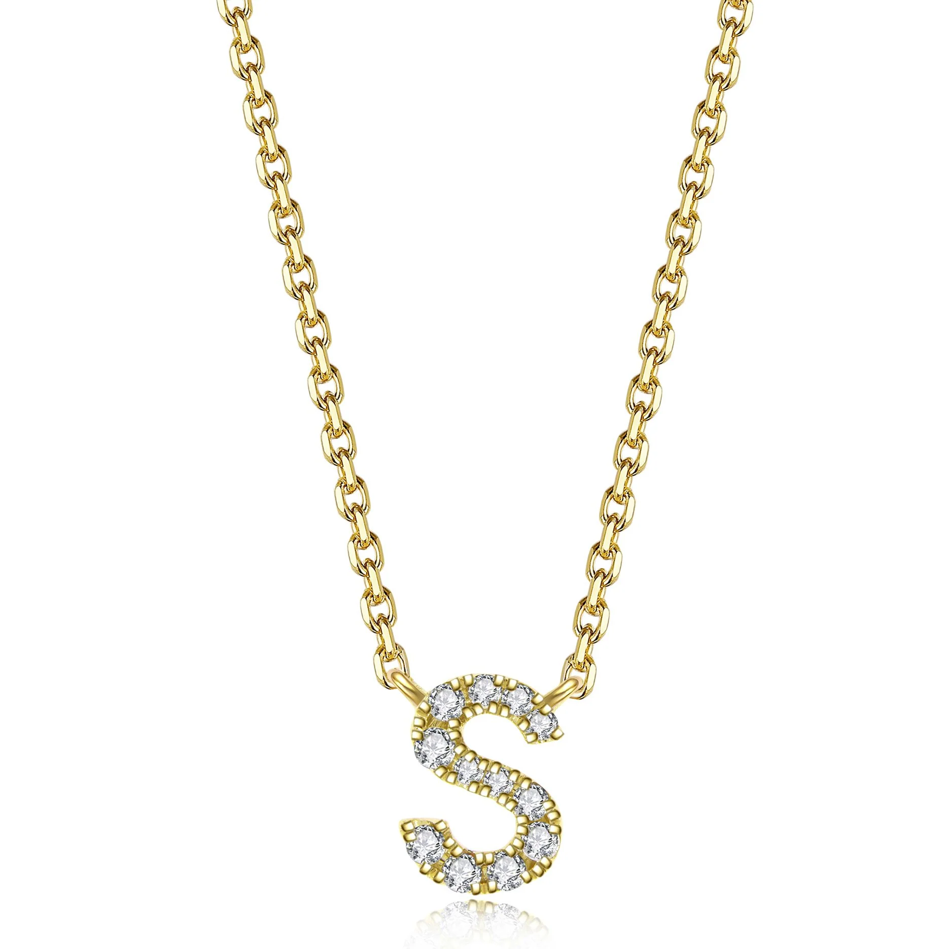 Initial Natural Diamond Pendant Necklace | 18K Yellow Gold - Image 37