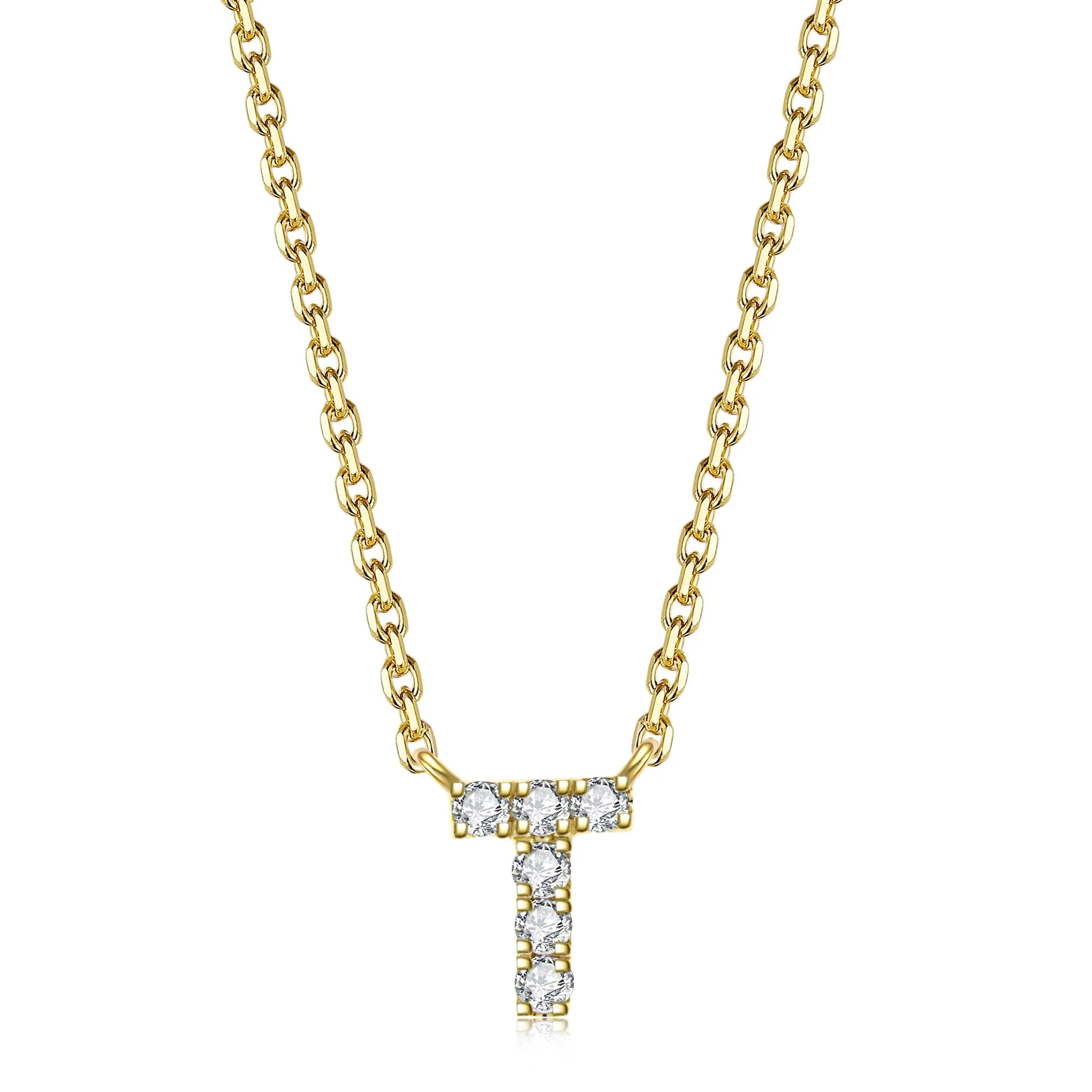 Initial Natural Diamond Pendant Necklace | 18K Yellow Gold - Image 39