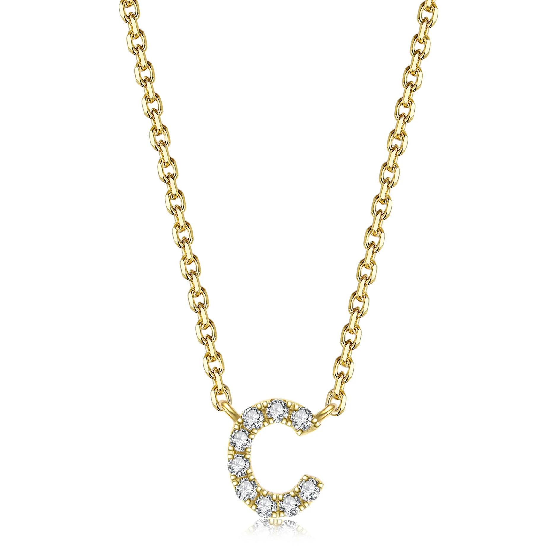 Initial Natural Diamond Pendant Necklace | 18K Yellow Gold - Image 4