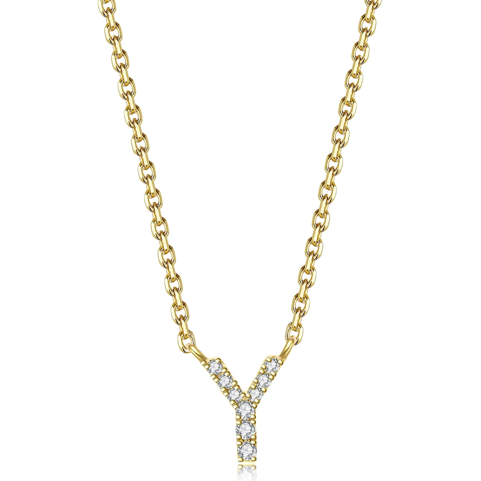 Initial Natural Diamond Pendant Necklace | 18K Yellow Gold - Image 49