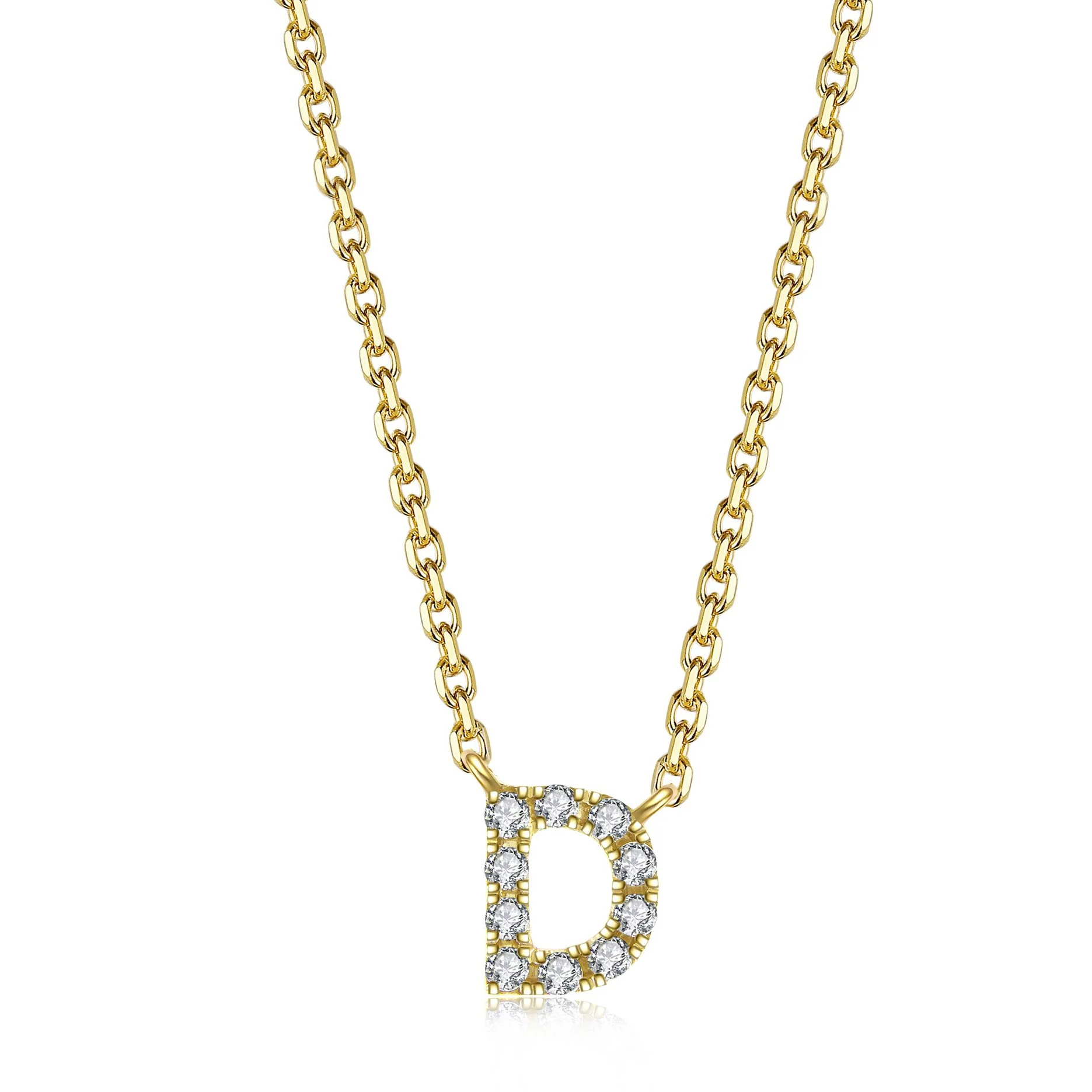 Initial Natural Diamond Pendant Necklace | 18K Yellow Gold - Image 6