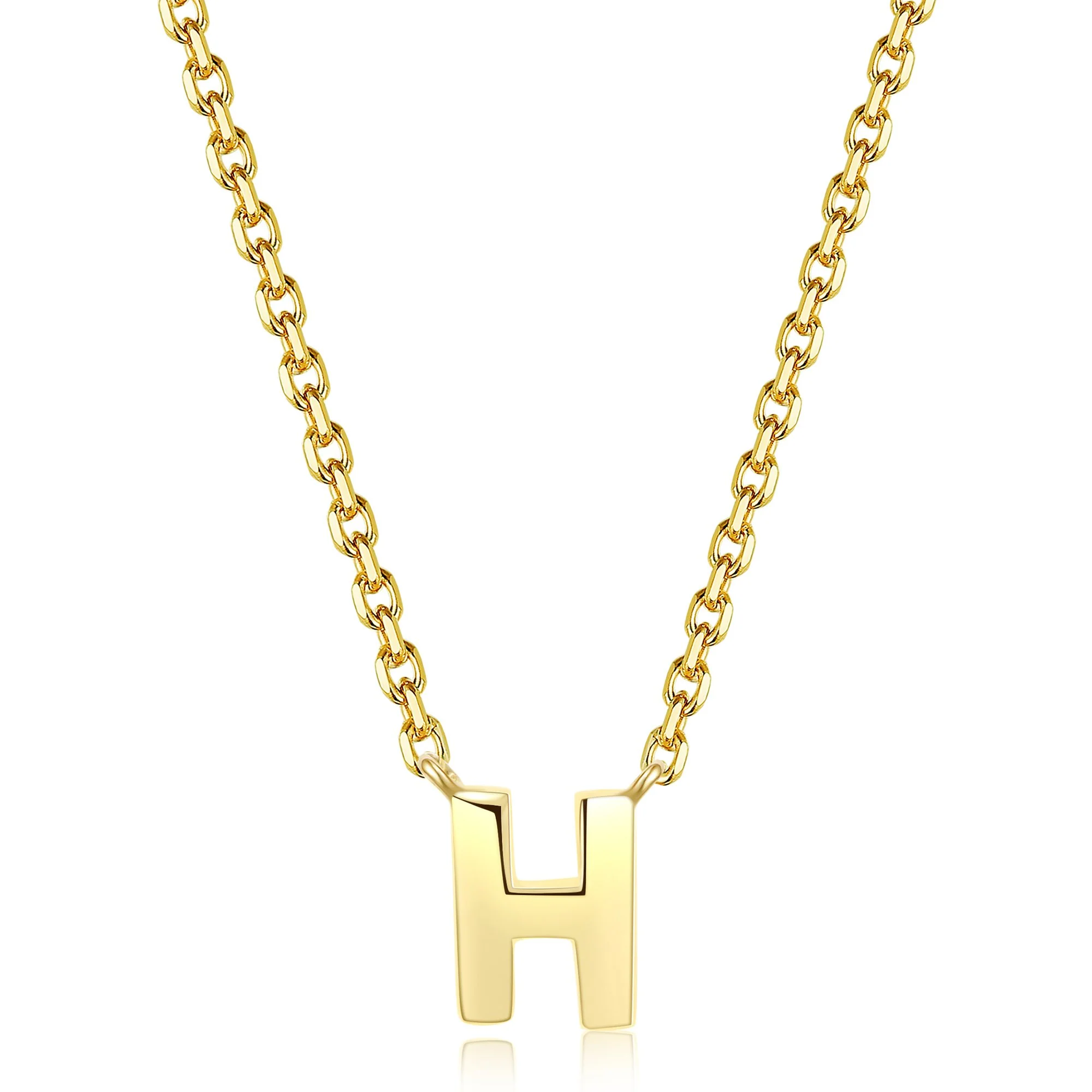 Initial Plain Pendant Necklace | 18K Yellow Gold - Image 15