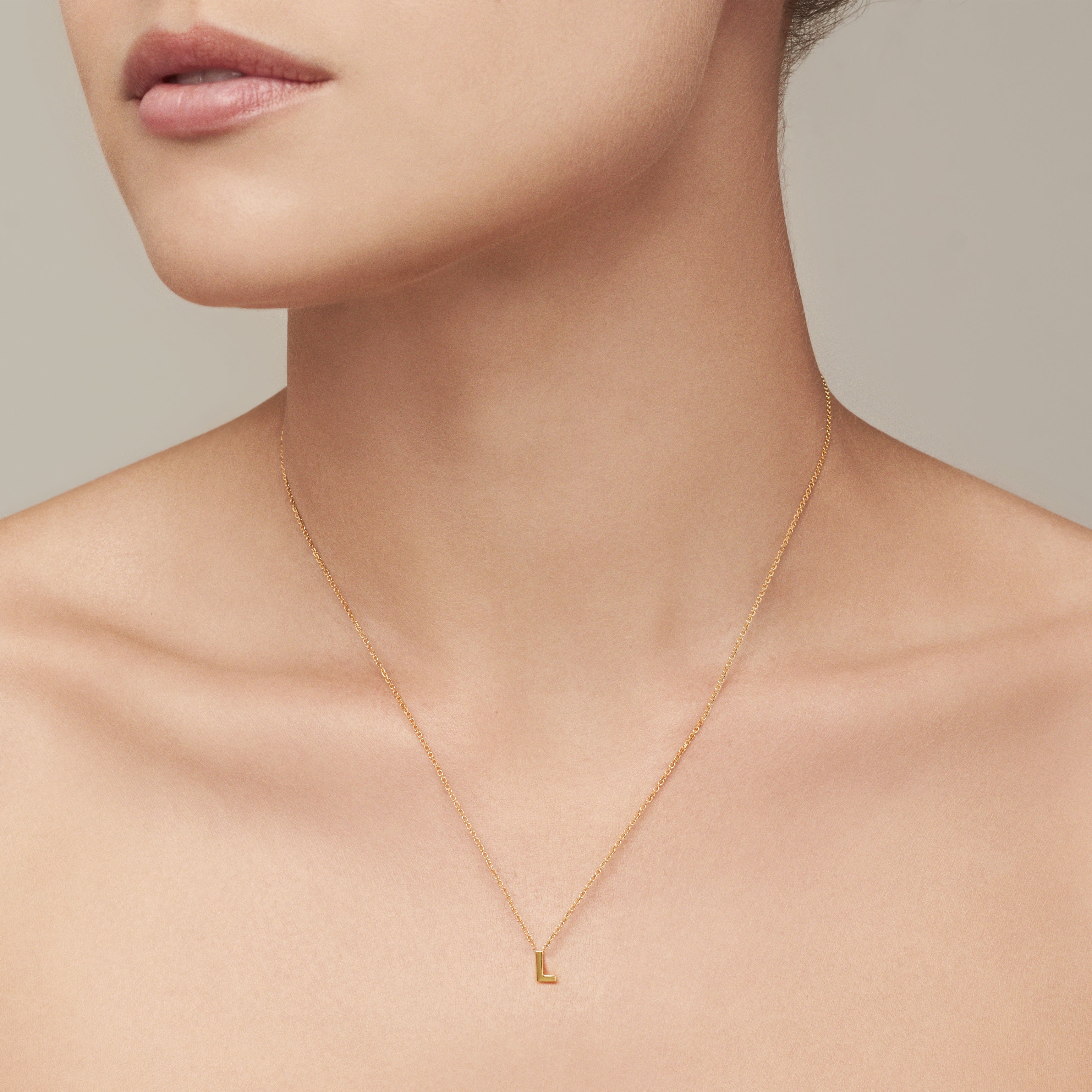 Initial Plain Pendant Necklace | 18K Yellow Gold - Image 24