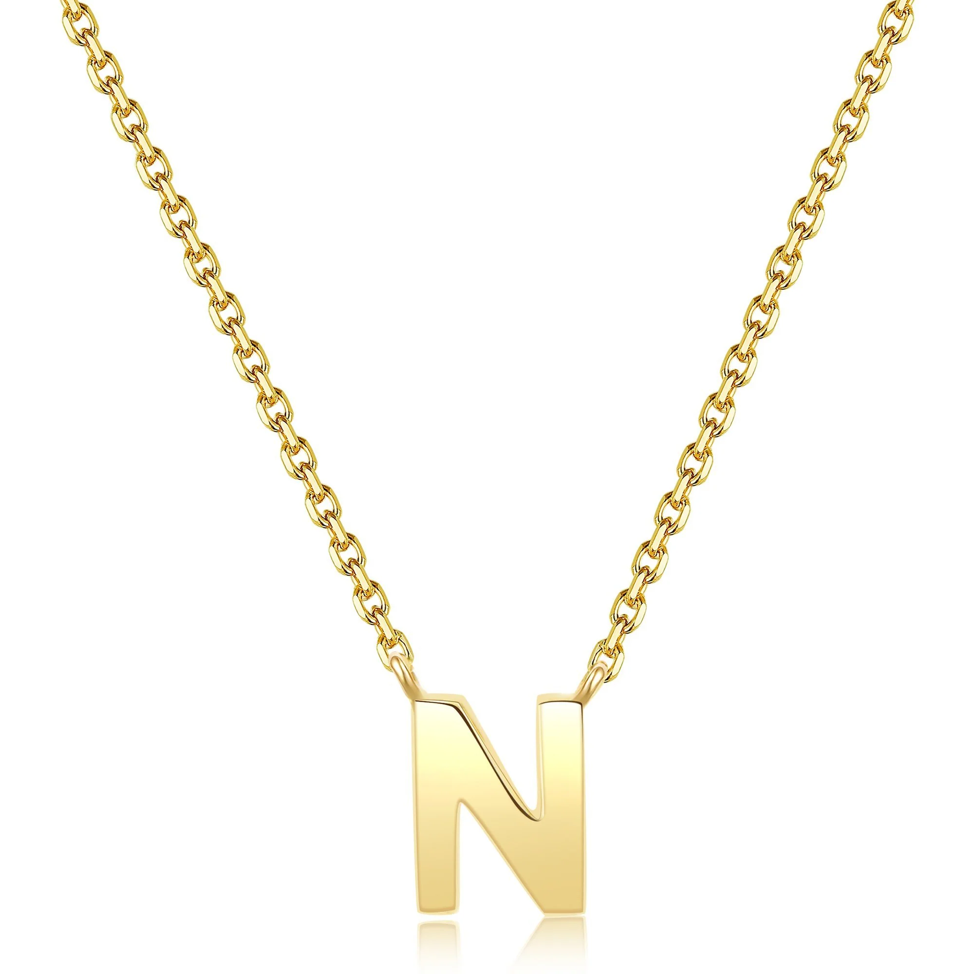 Initial Plain Pendant Necklace | 18K Yellow Gold - Image 27