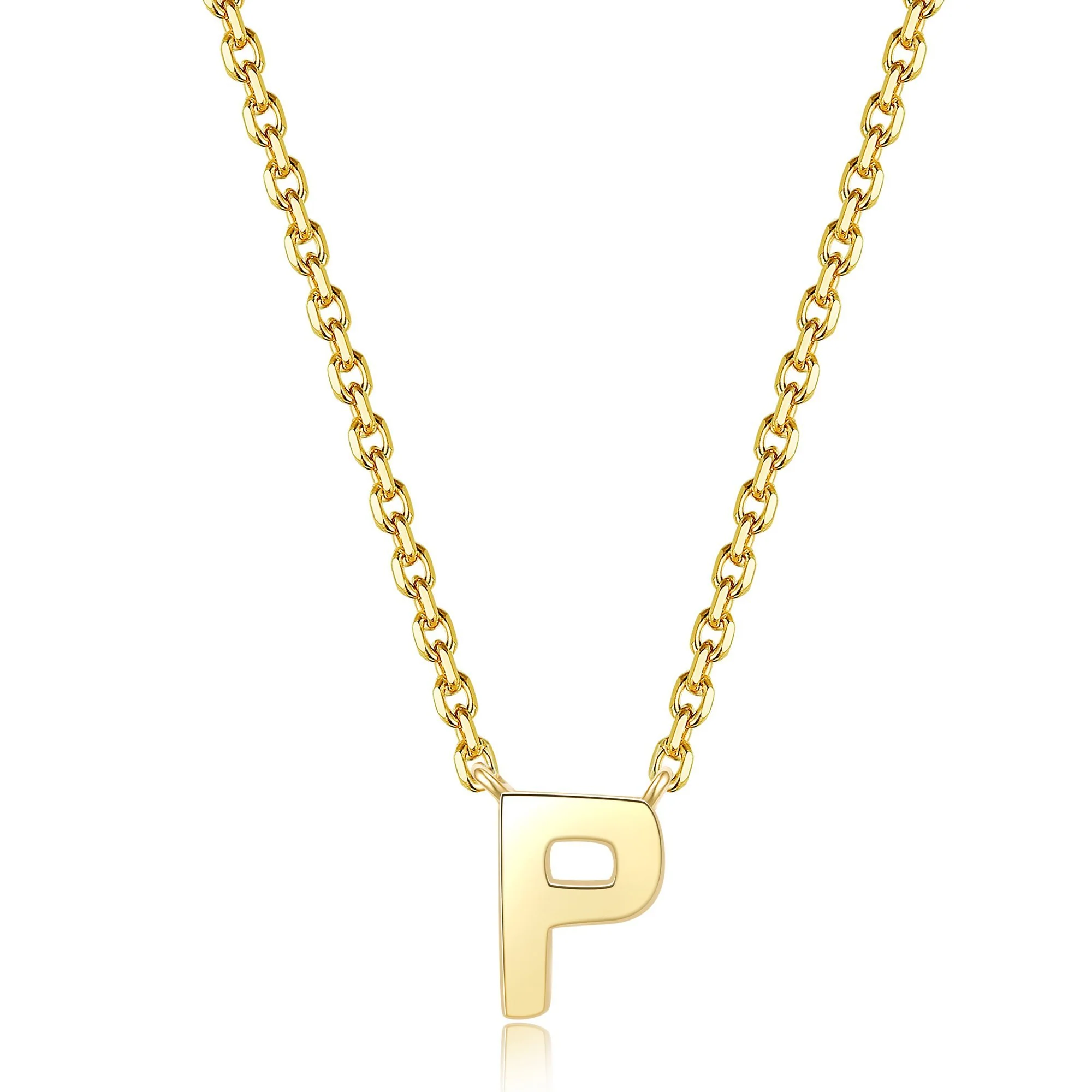 Initial Plain Pendant Necklace | 18K Yellow Gold - Image 29