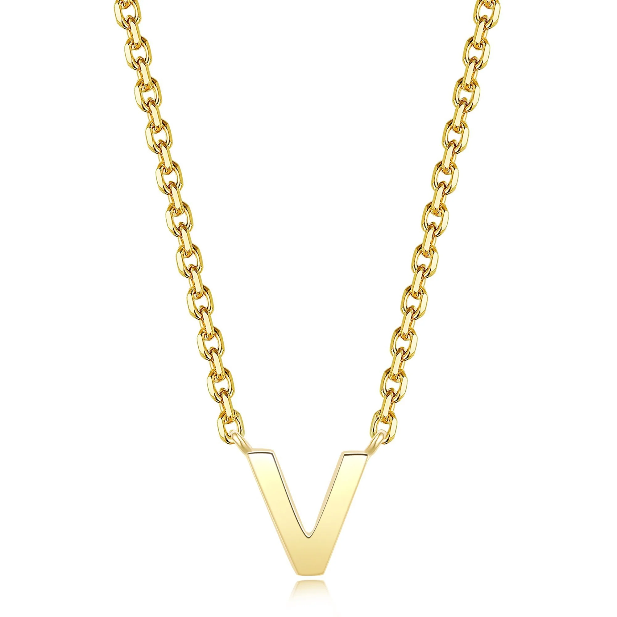 Initial Plain Pendant Necklace | 18K Yellow Gold - Image 35