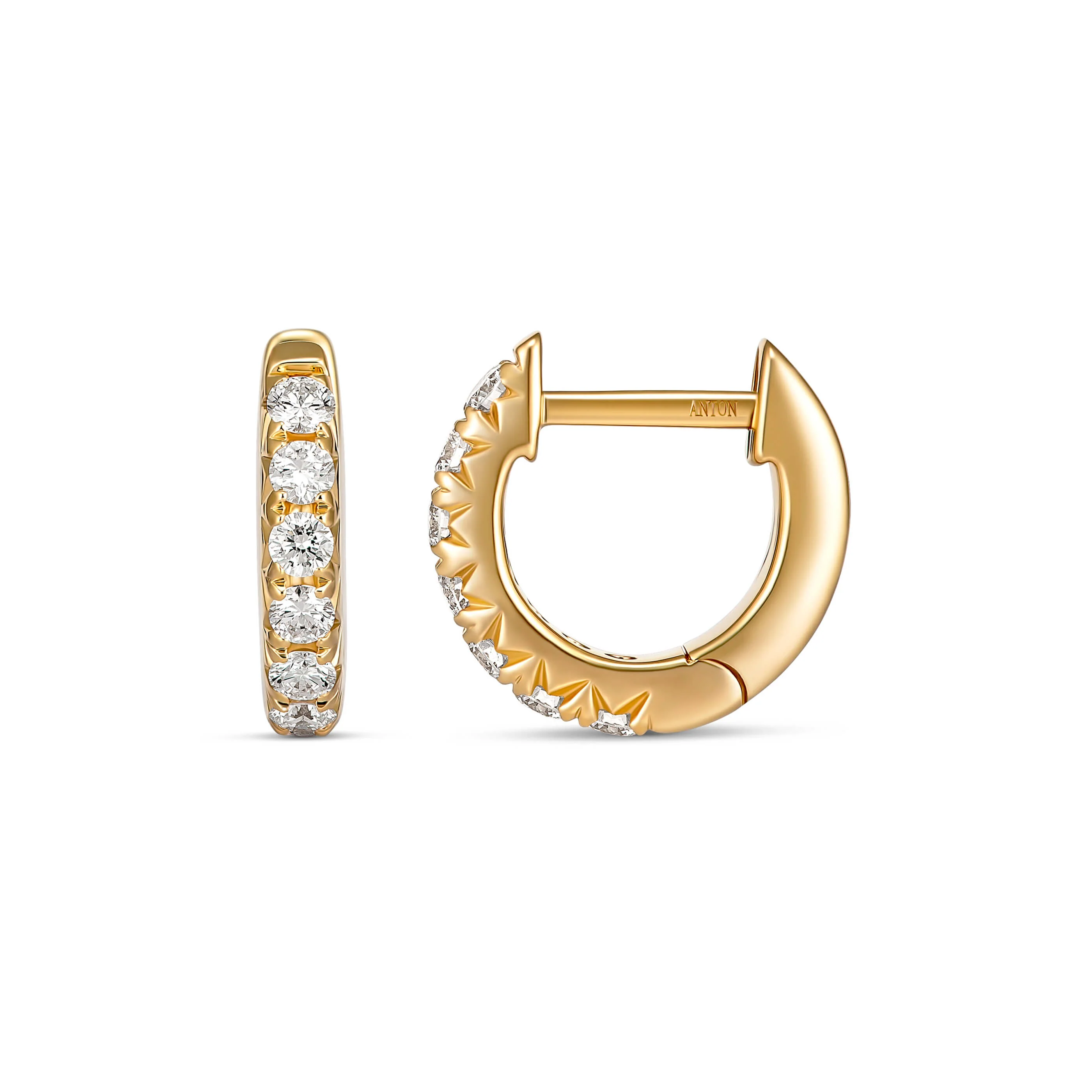Krisscut Diamond Huggies | Yellow Gold