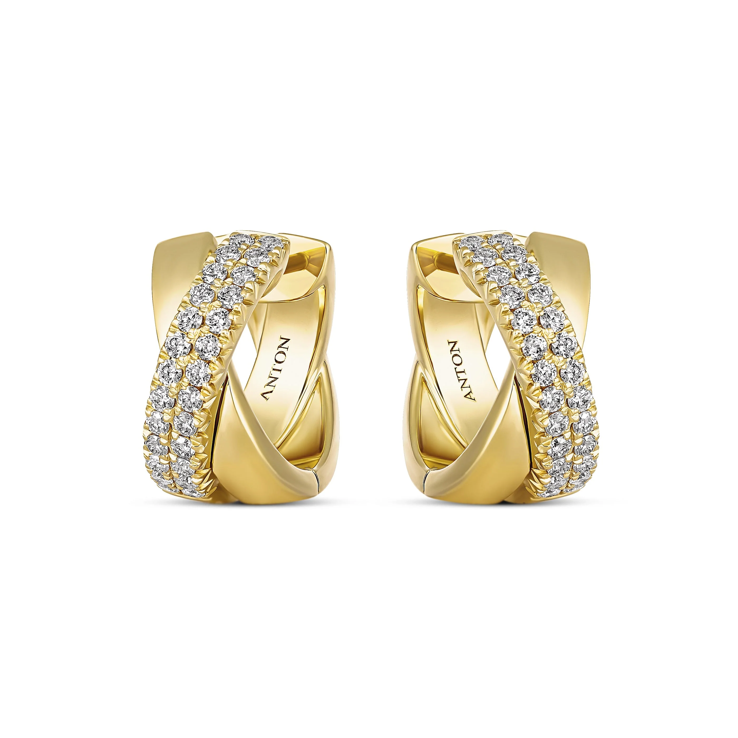 Krisscut Eclipse Crossover Diamond Hoops | 18K Yellow Gold - Image 4
