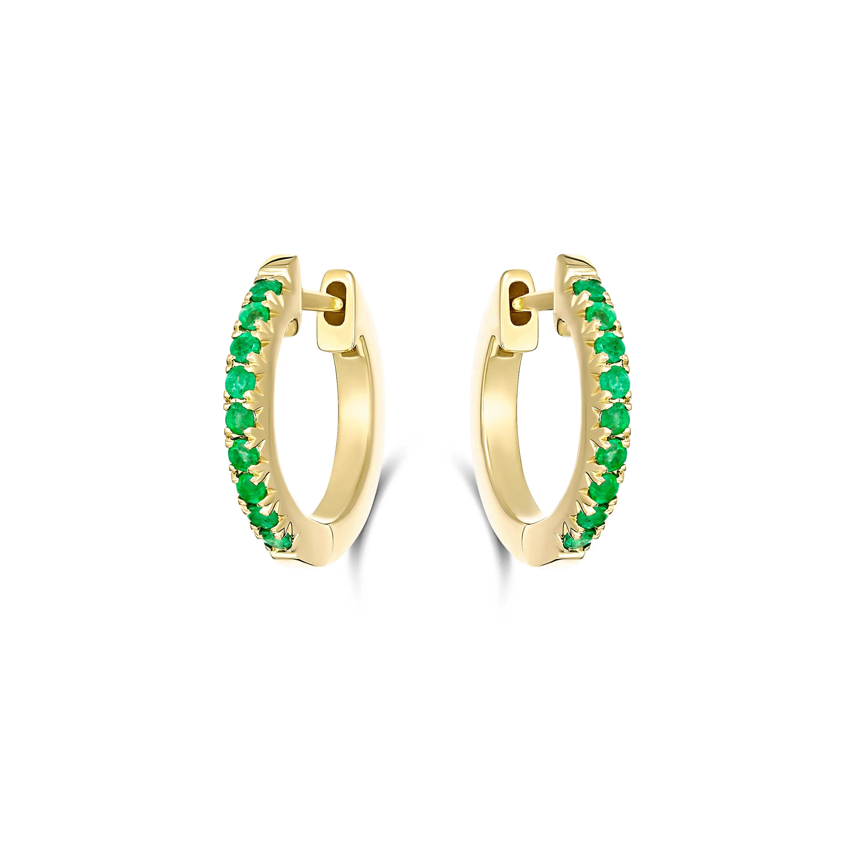 Krisscut Half Moon Emerald Huggies Small | 18K Yellow Gold - Image 2