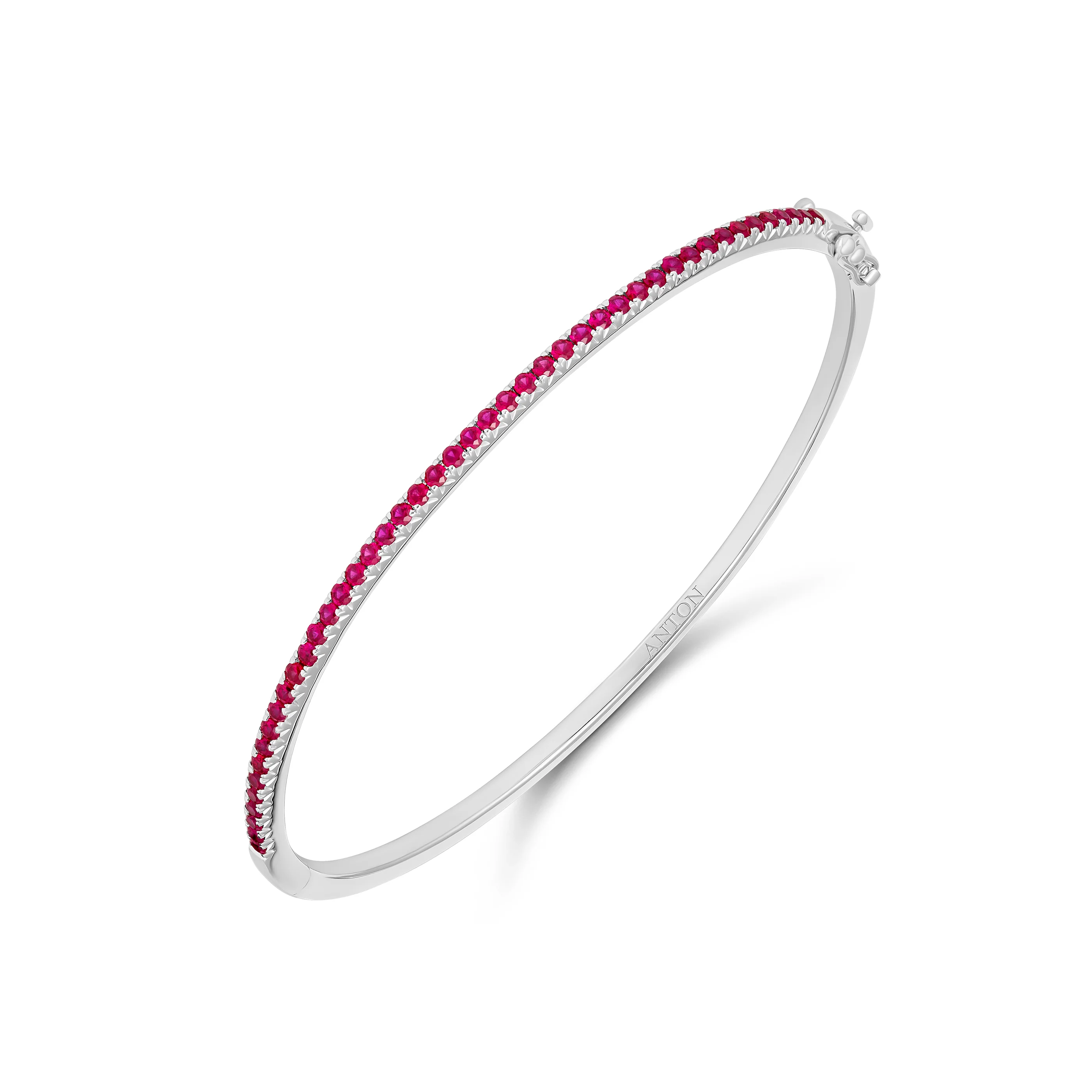 Krisscut Half Moon Ruby Gemstone Bangle | 18K White Gold - Image 2