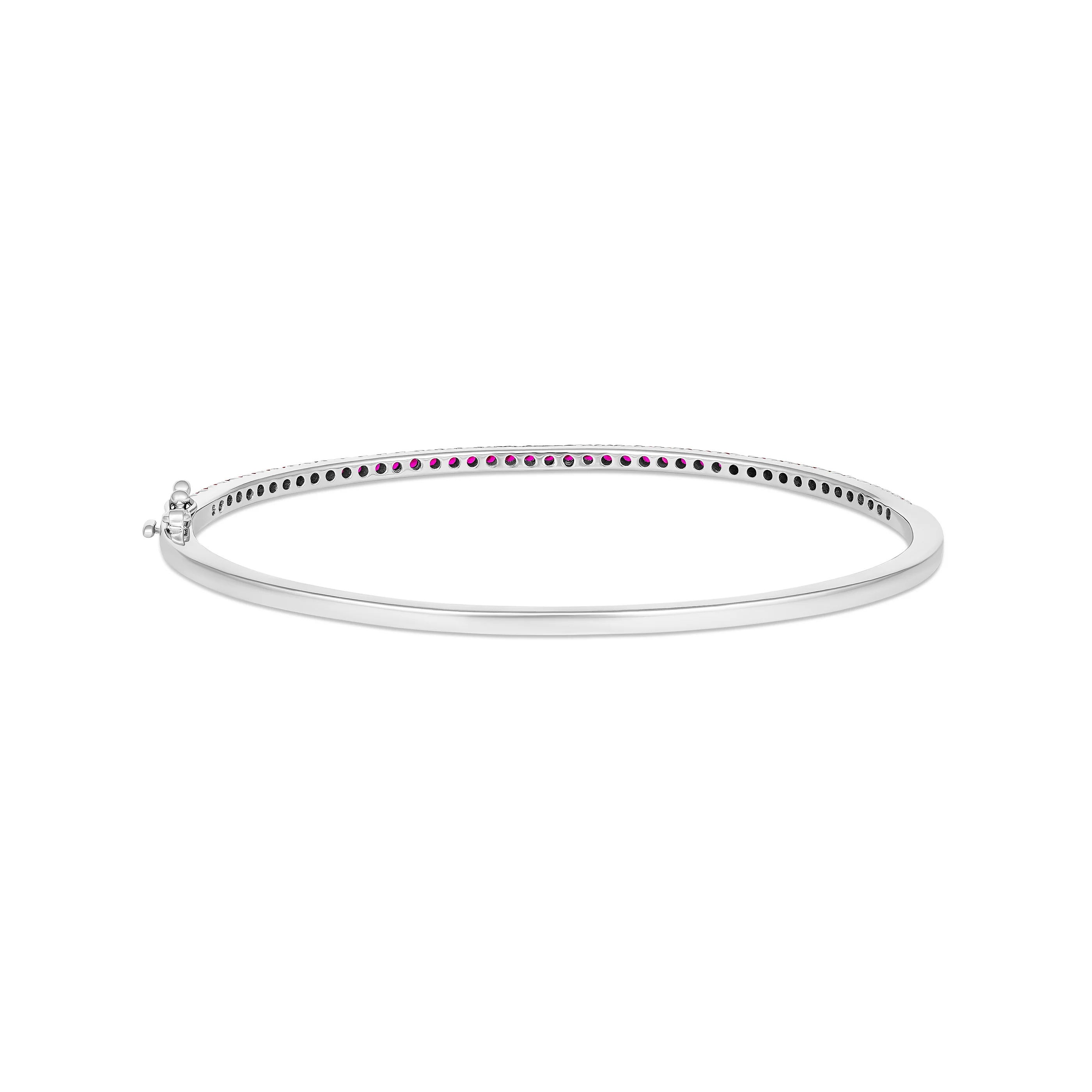 Krisscut Half Moon Ruby Gemstone Bangle | 18K White Gold - Image 3