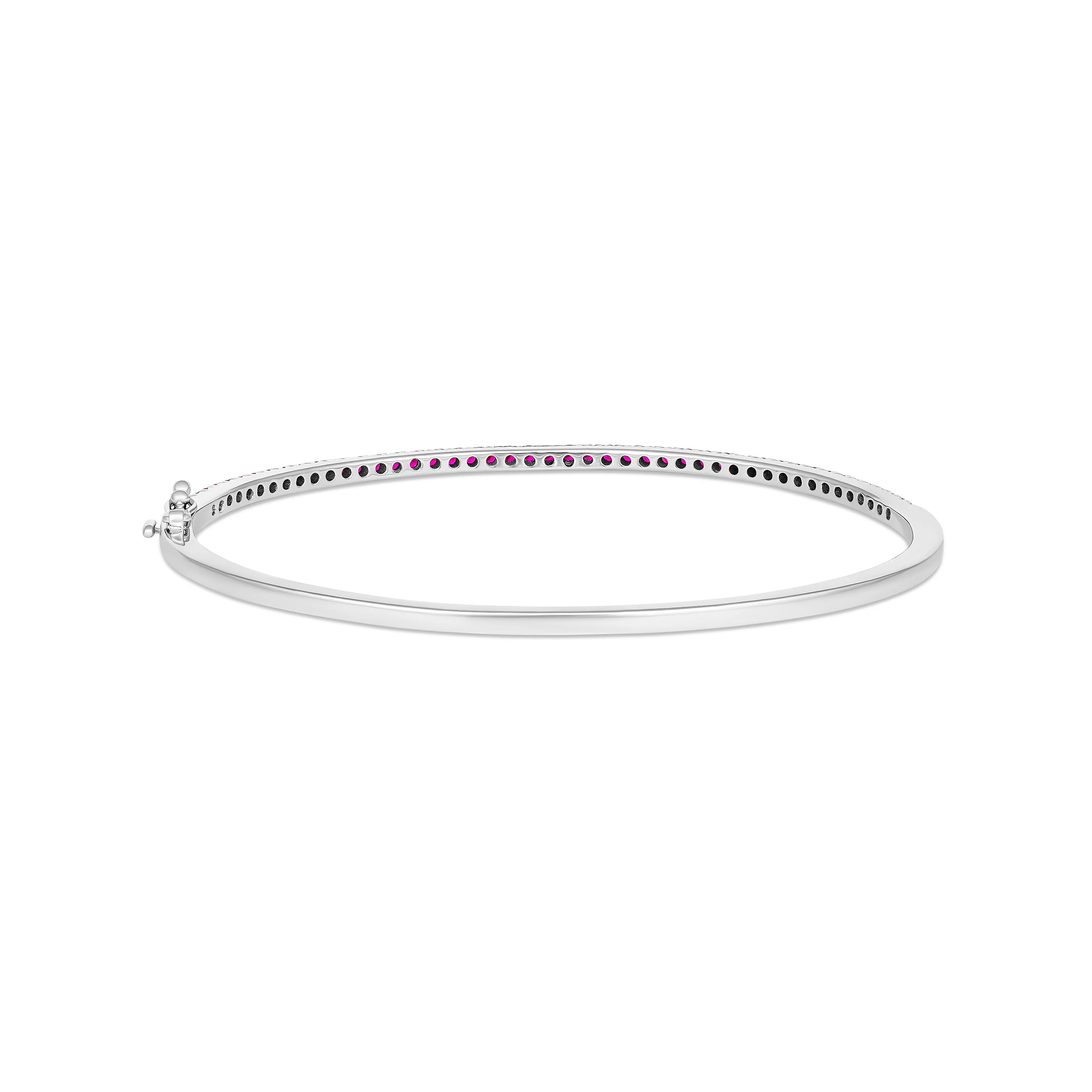 Krisscut Half Moon Ruby Gemstone Bangle | 18K White Gold - Image 6