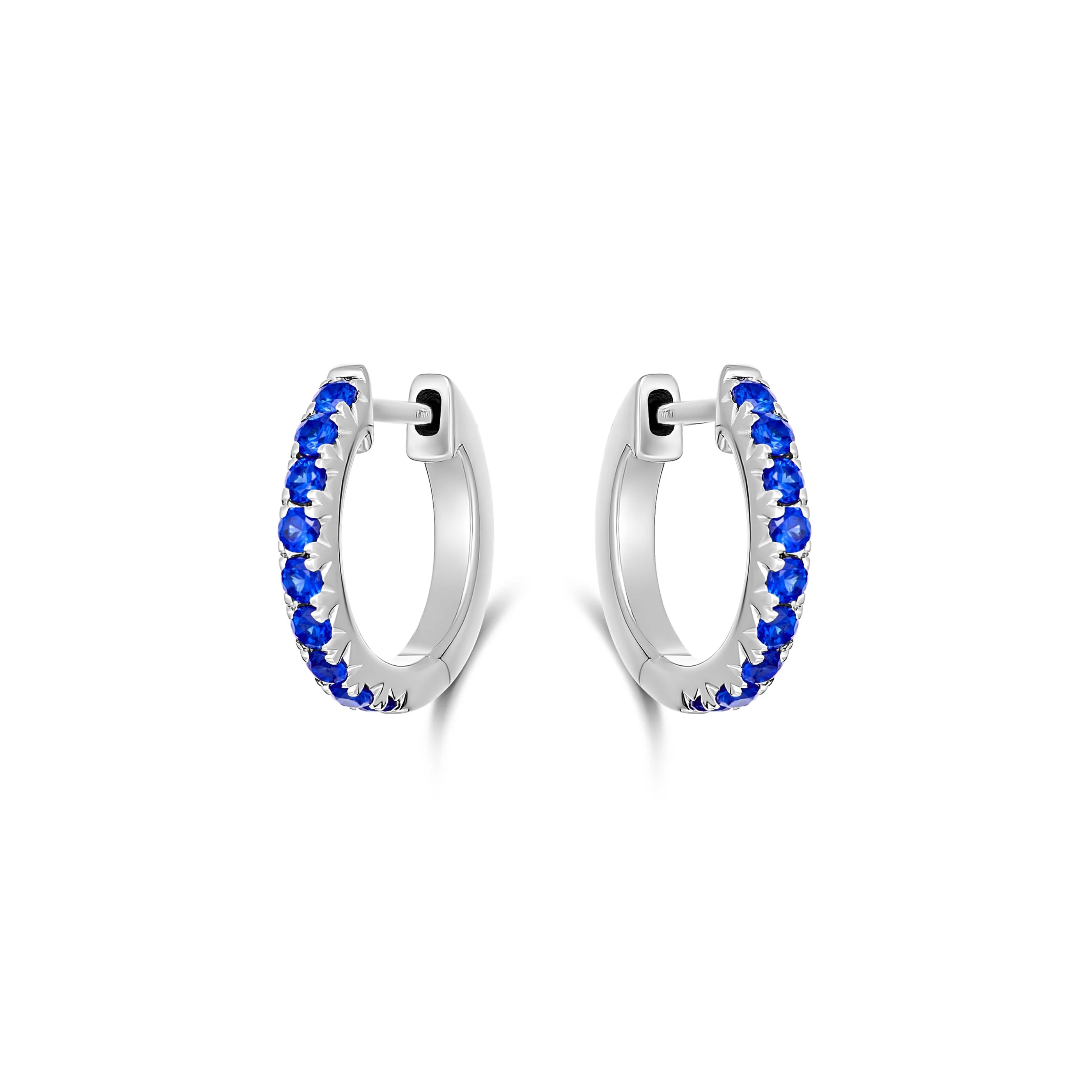 Krisscut Half Moon Sapphire Huggies Mini | 18K White Gold - Image 4
