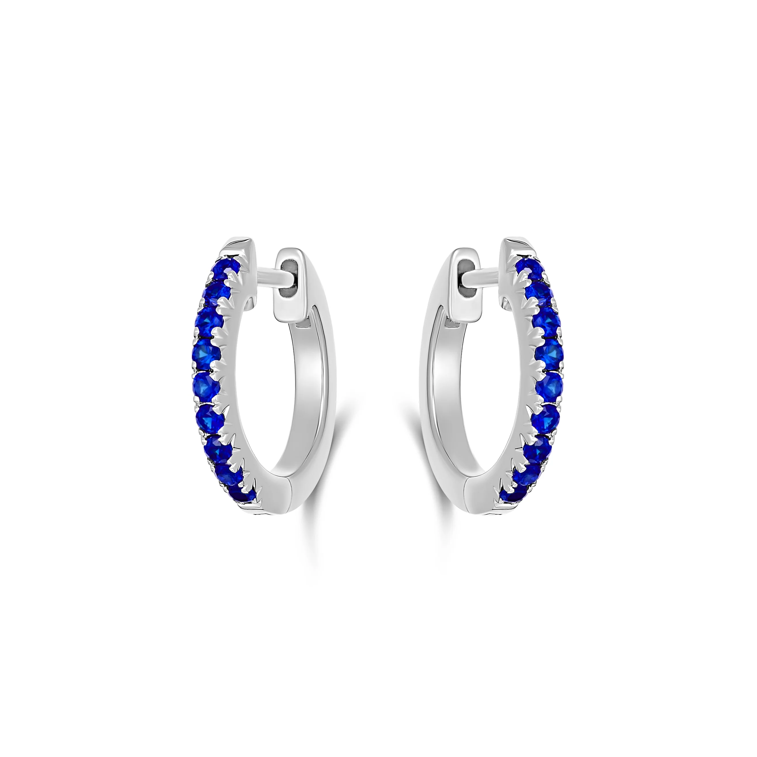 Krisscut Half Moon Sapphire Huggies Small | 18K White Gold - Image 2