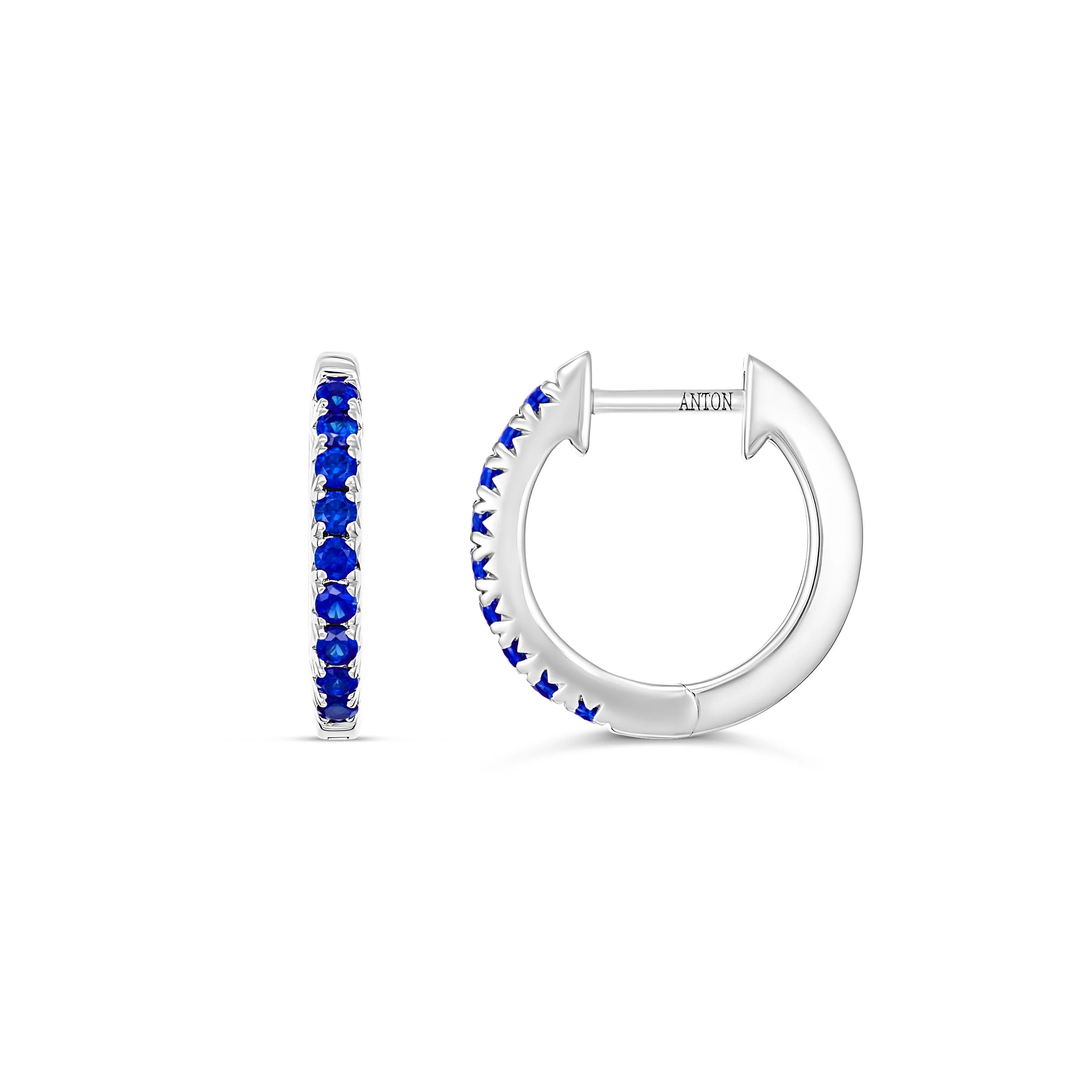 Krisscut Half Moon Sapphire Huggies Small | 18K White Gold - Image 3