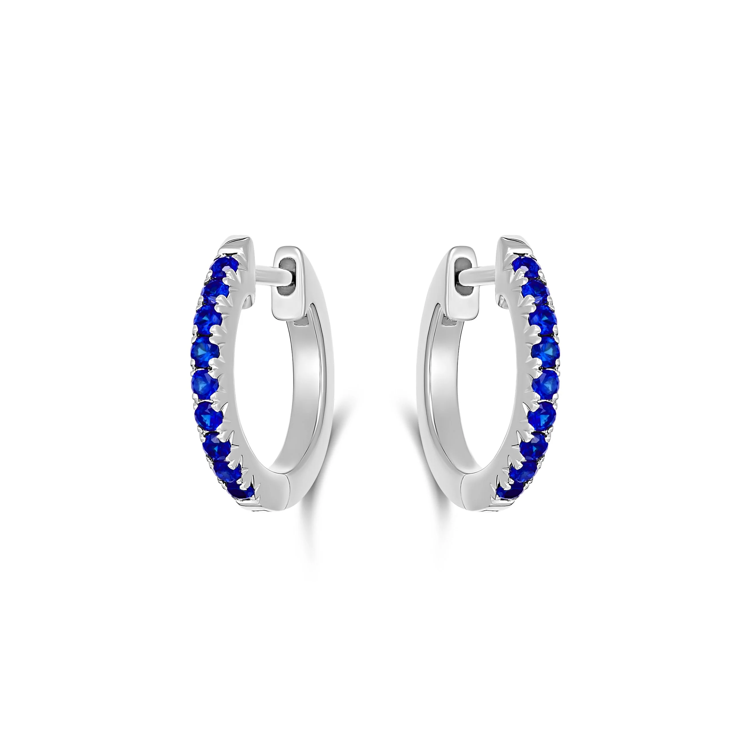 Krisscut Half Moon Sapphire Huggies Small | 18K White Gold - Image 4