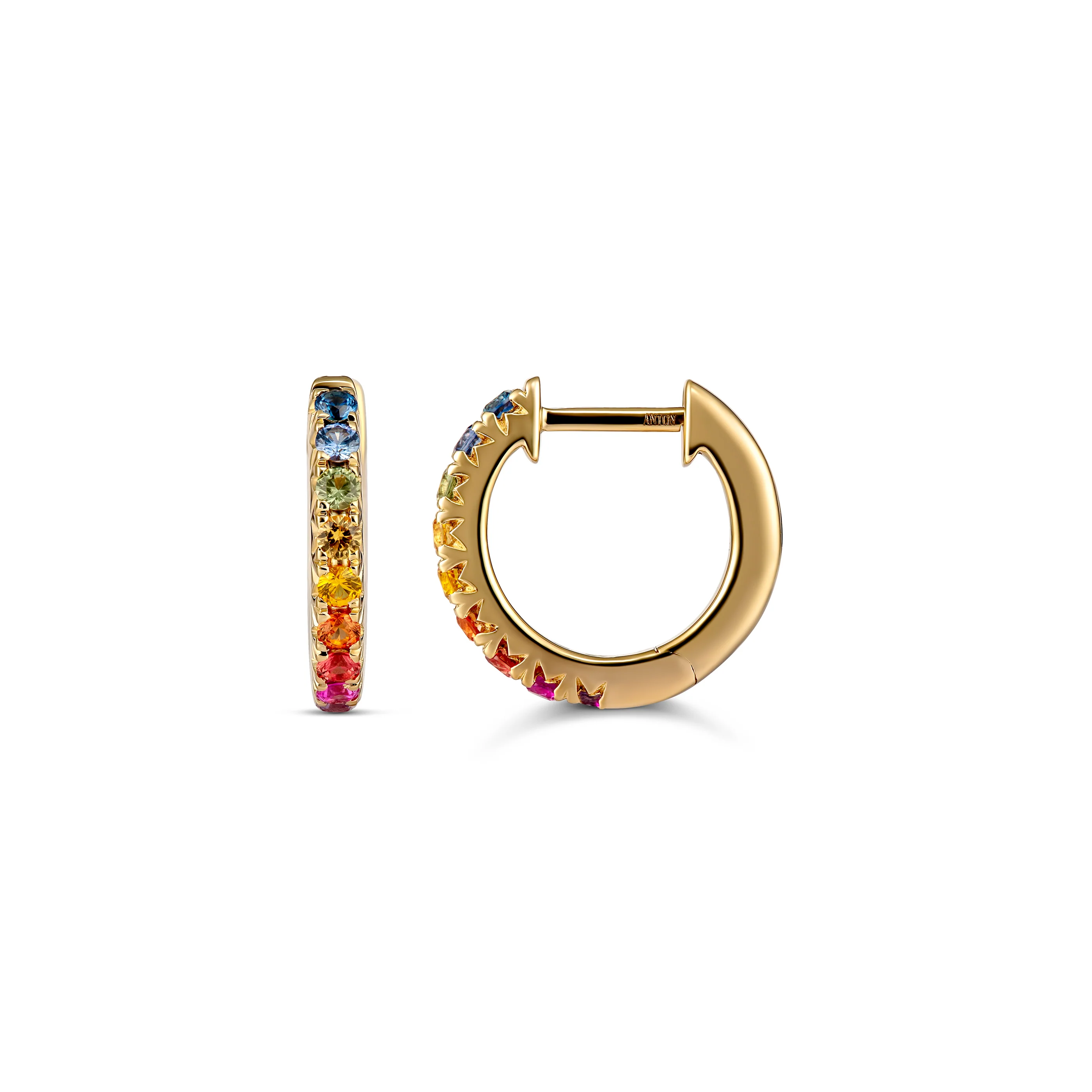 Krisscut Rainbow Half Moon Huggies Small | 18K Yellow Gold - Image 4