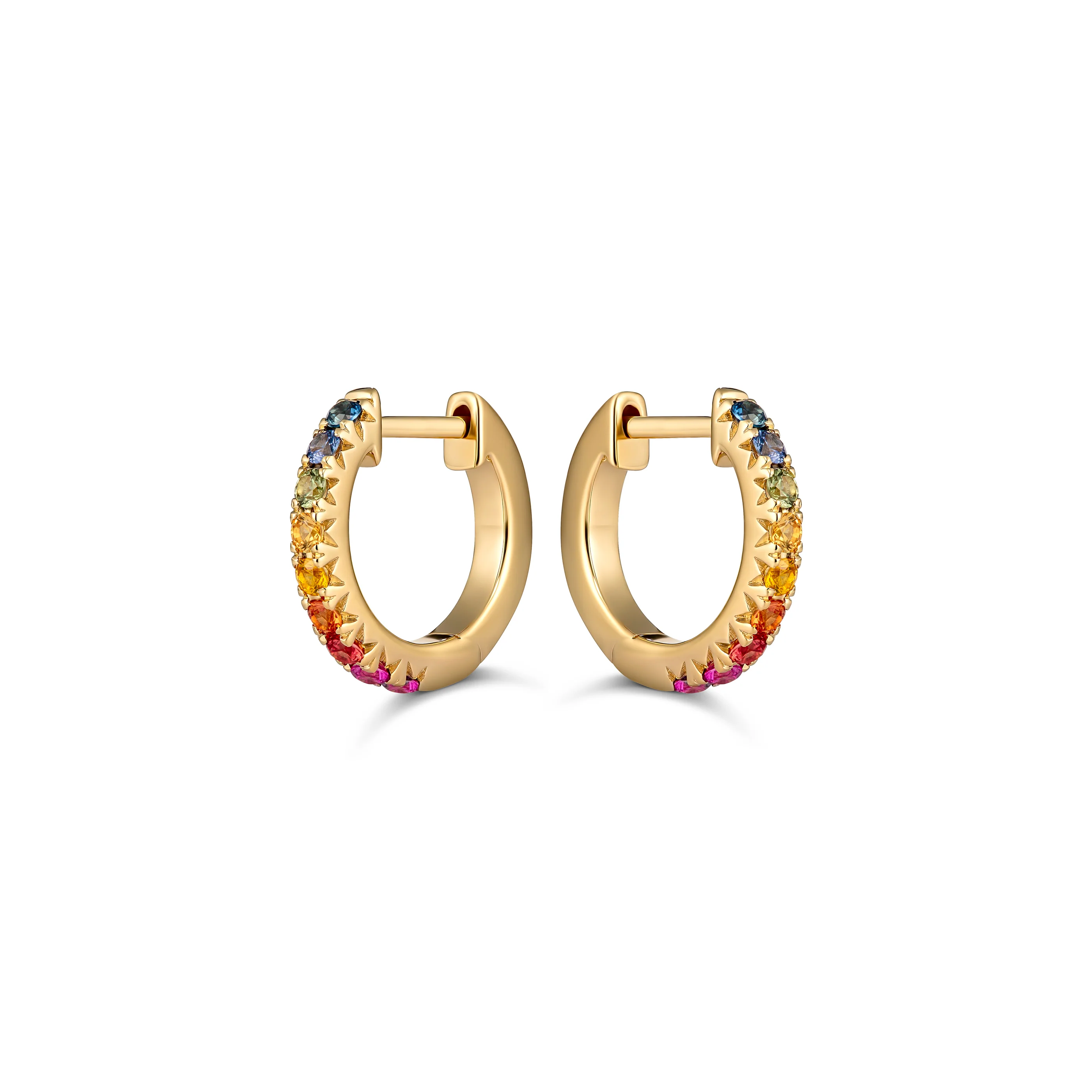 Krisscut Rainbow Half Moon Huggies Small | 18K Yellow Gold - Image 6