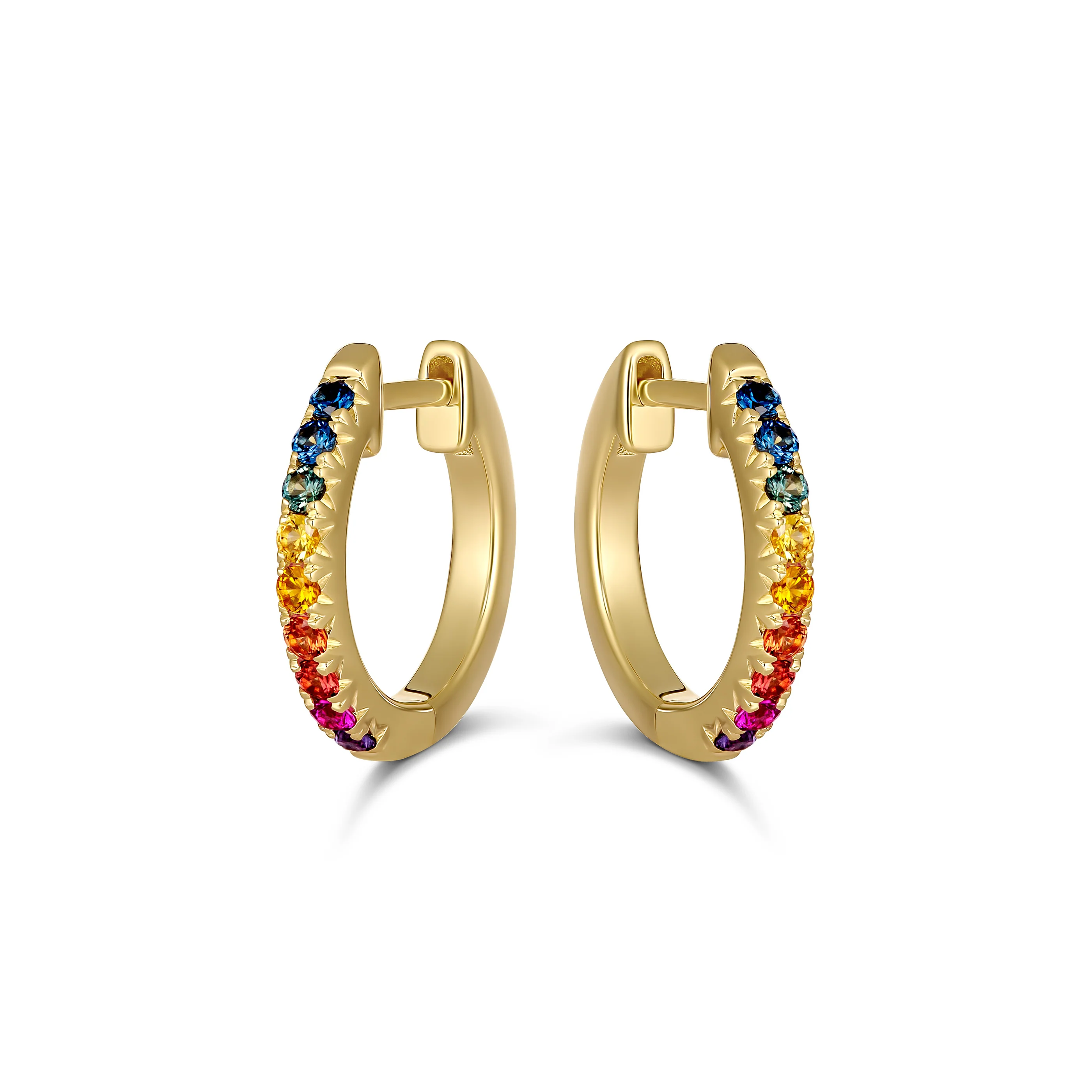 Krisscut Rainbow Half Moon Huggies Small | 18K Yellow Gold - Image 9