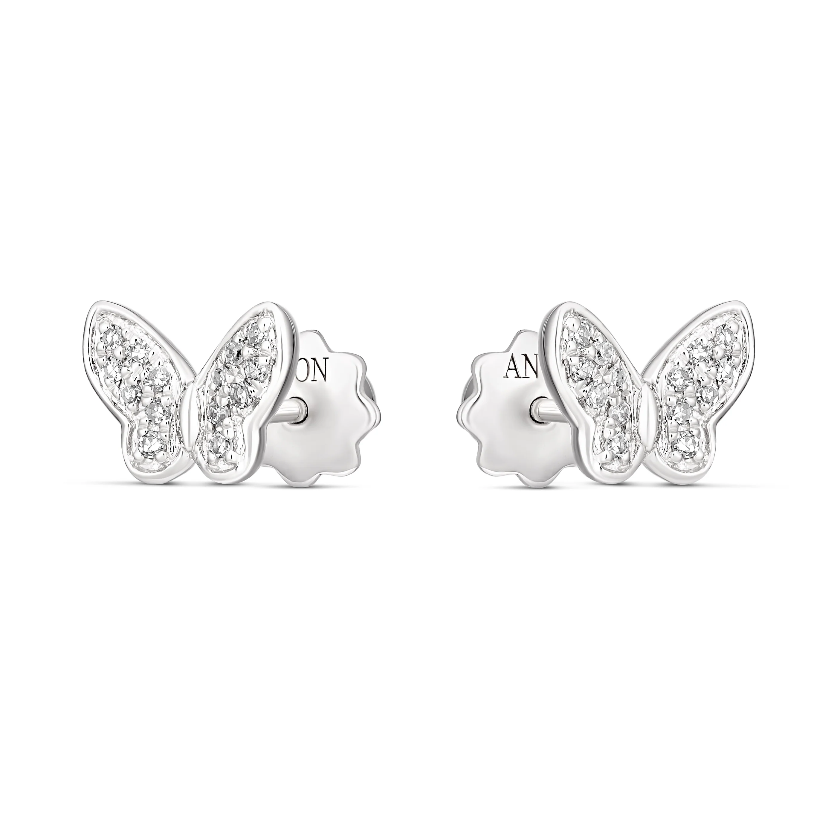 Little Rocks® Butterfly Diamond Stud Earrings | 18K White Gold - Image 2