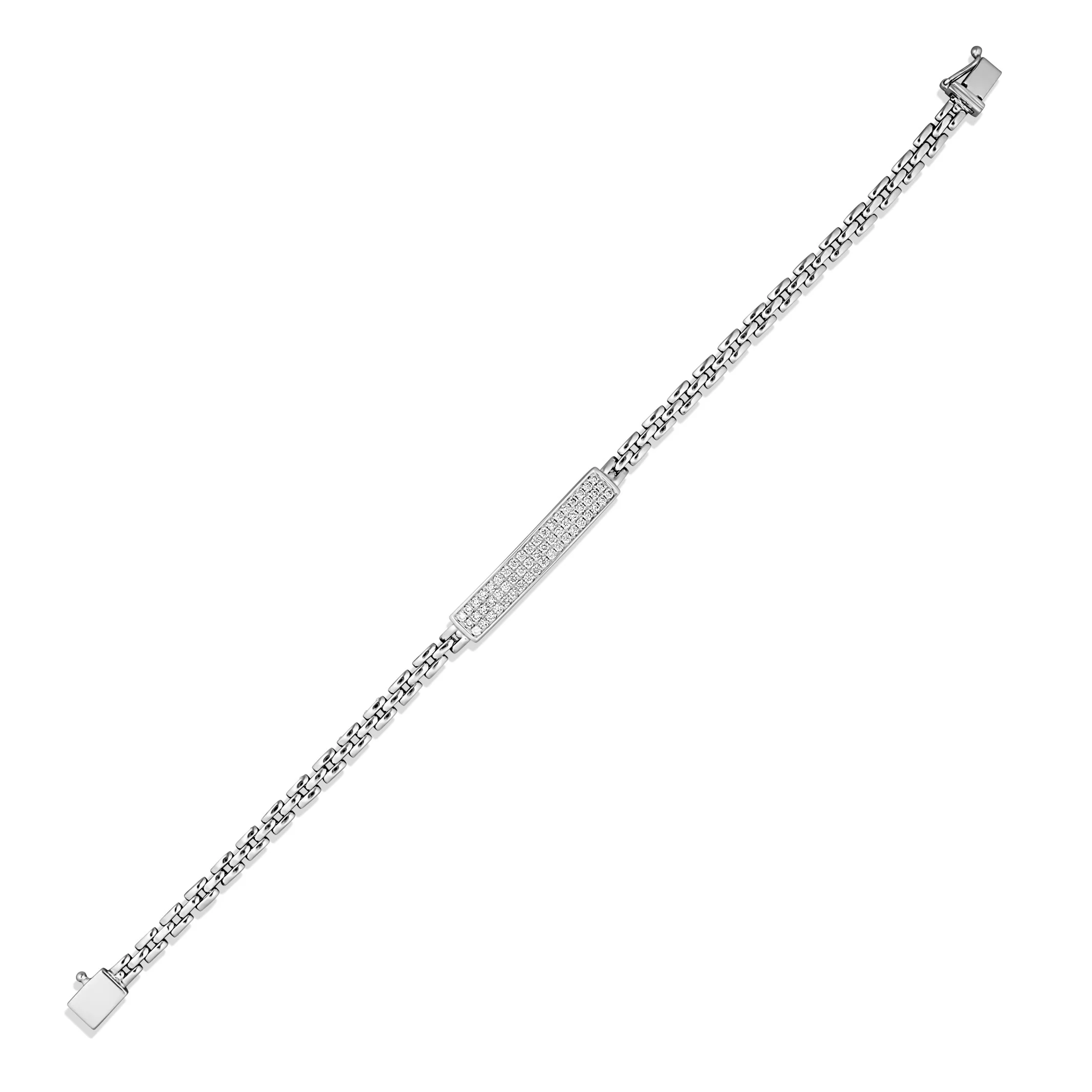 Little Rocks® Collection Diamond ID Plate Chain Bracelet | 18K White Gold - Image 2
