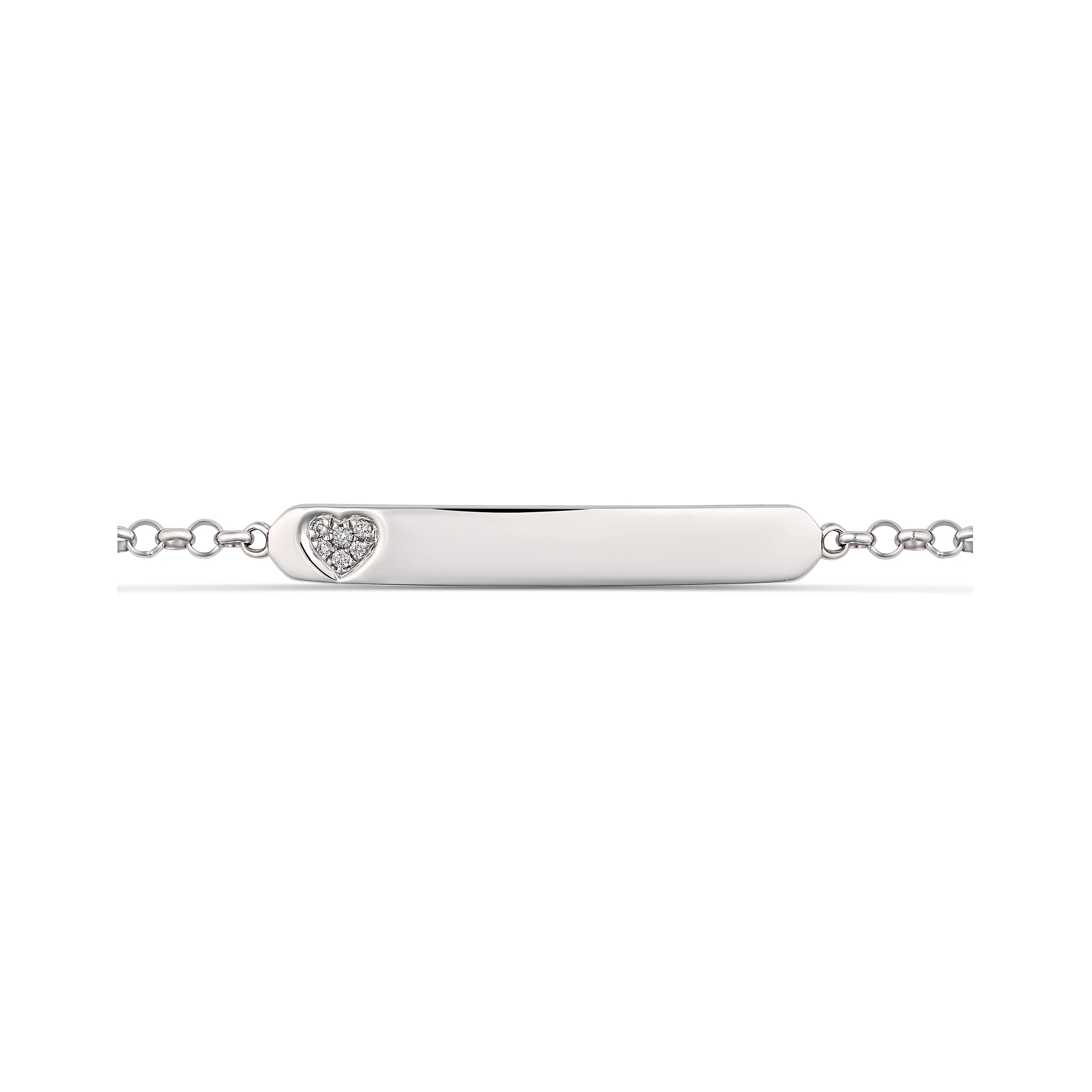 Little Rocks® Collection ID Bar Heart Shaped Diamond Bracelet | 18K White Gold