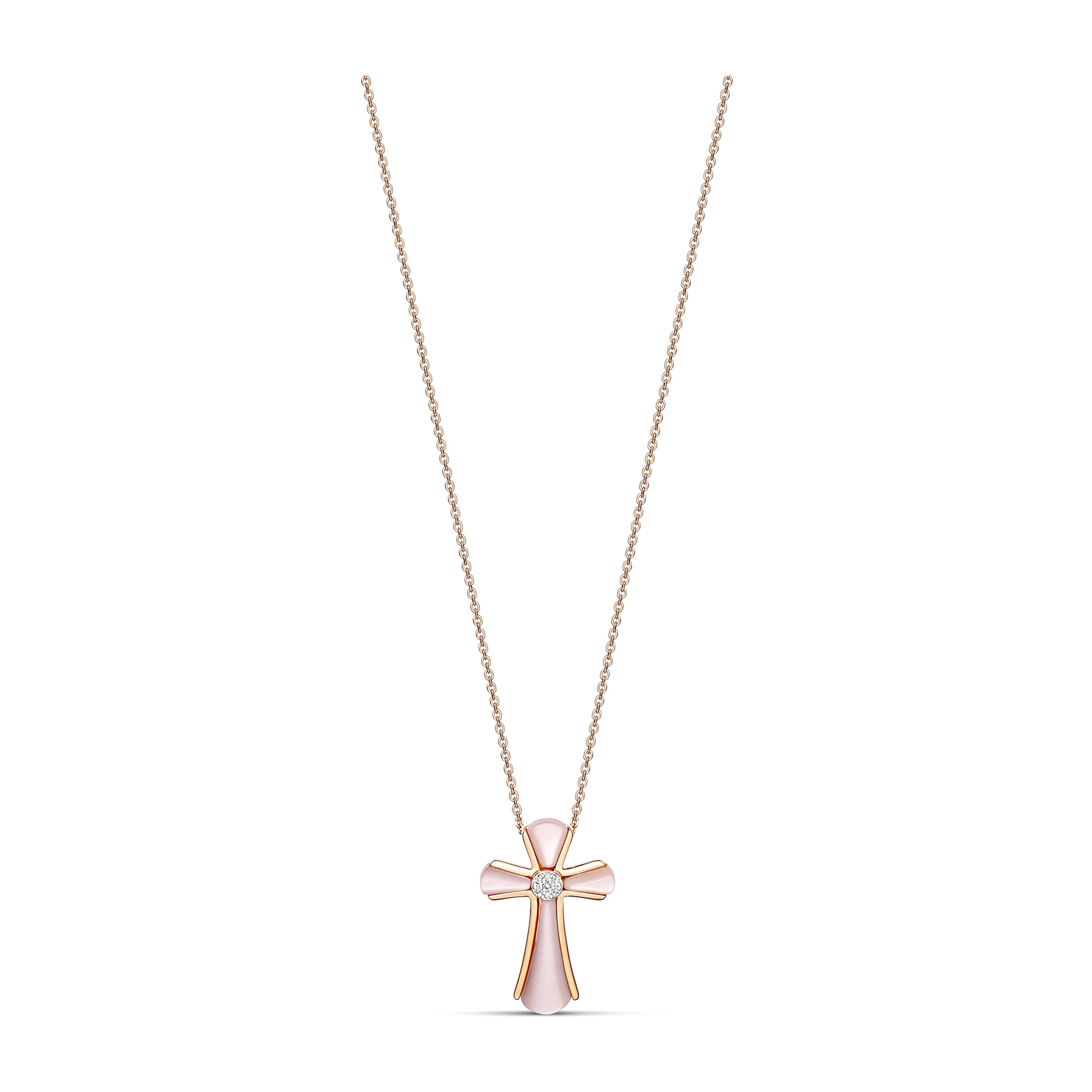 Little Rocks® Cross Pendant Necklace | 18K Rose Gold