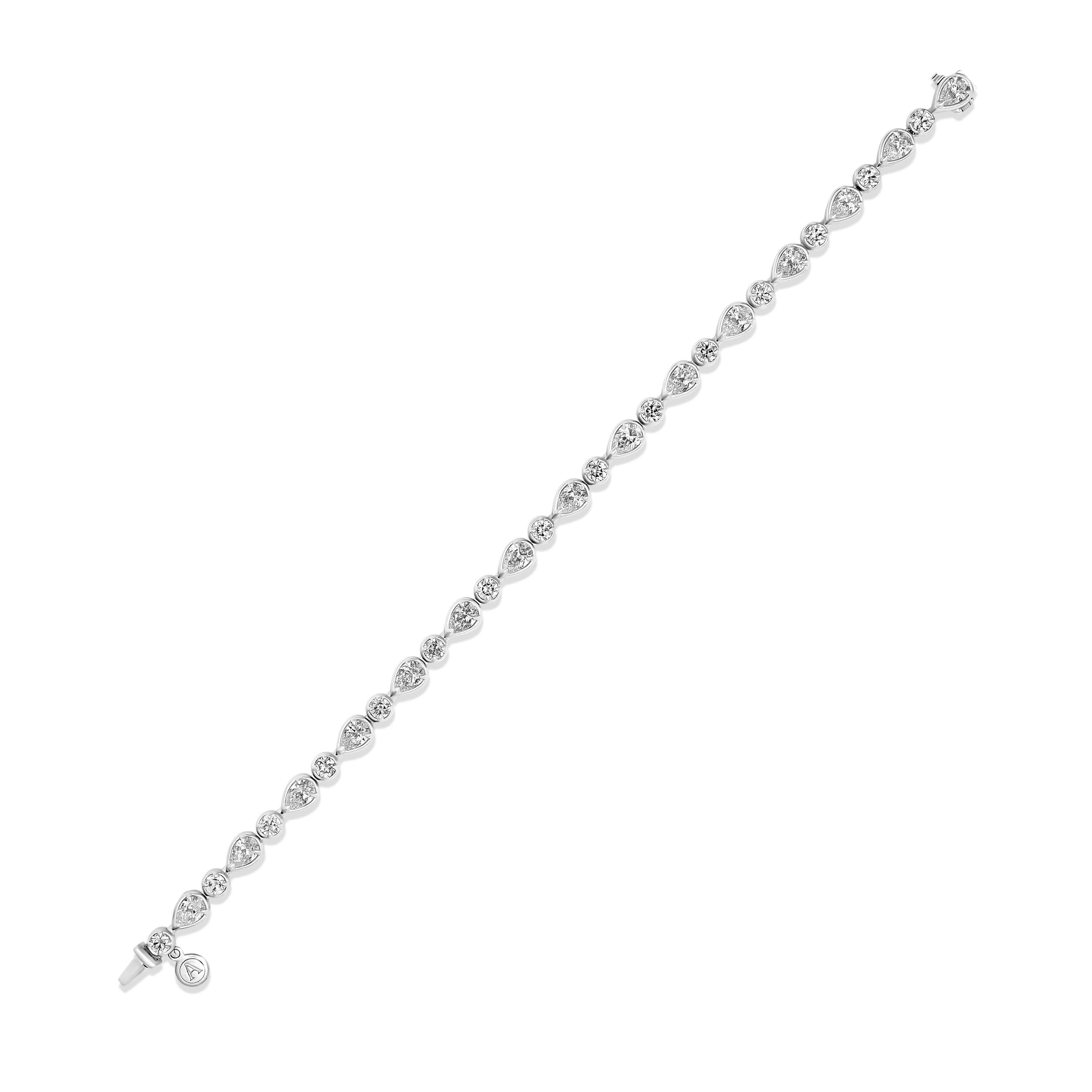 Luminous Pear and Round Natural Diamond Bracelet | 18K White Gold - Image 2