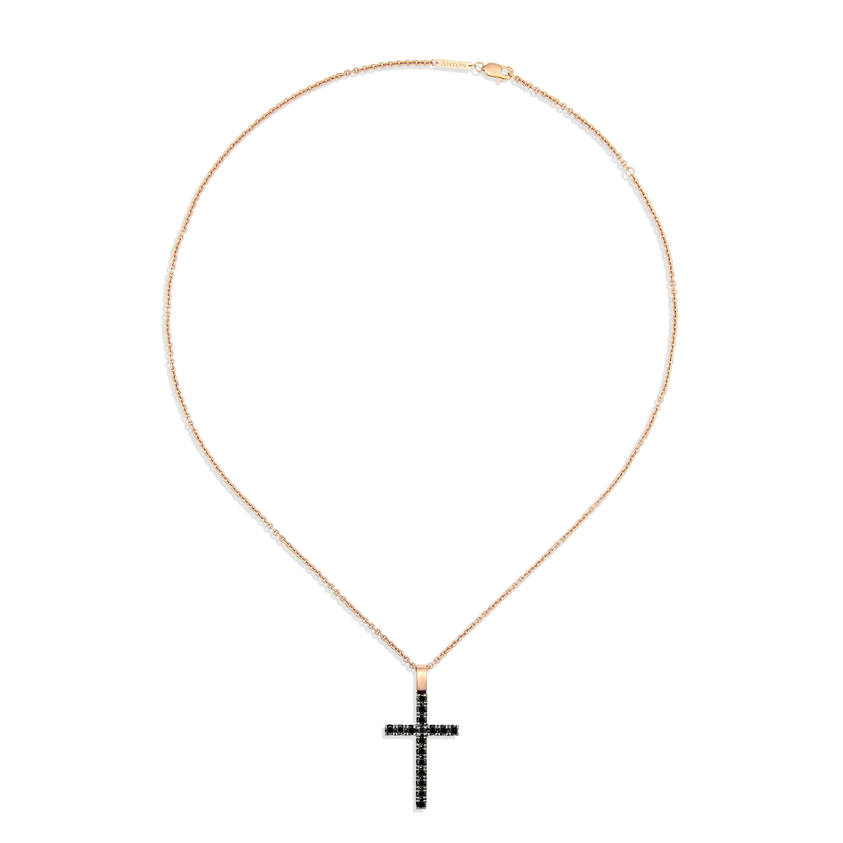 Lux Black Diamond Cross Necklace | 18K Rose Gold - Image 4