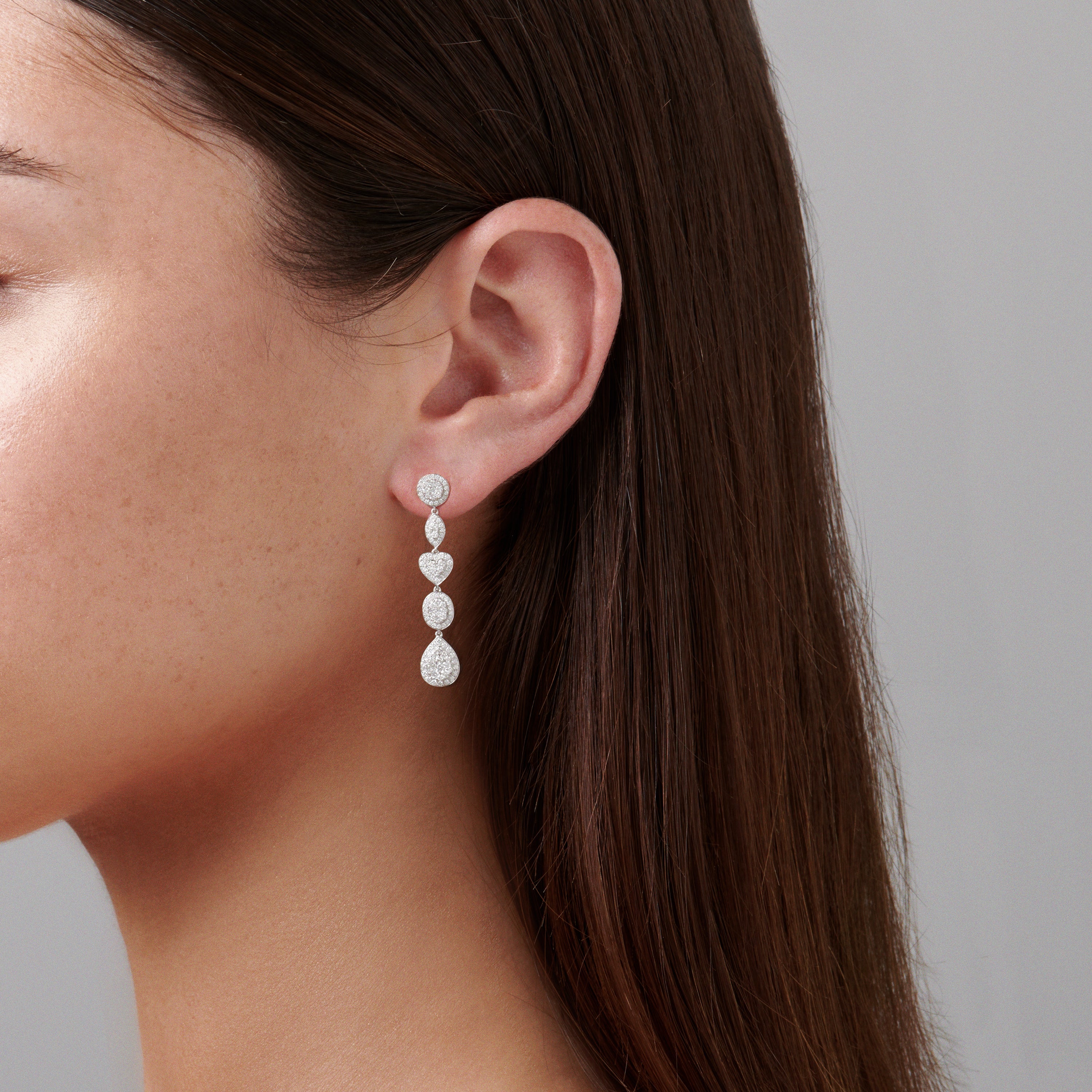 Promise Blushing Bride Round Drop Earrings | White Gold - Image 2