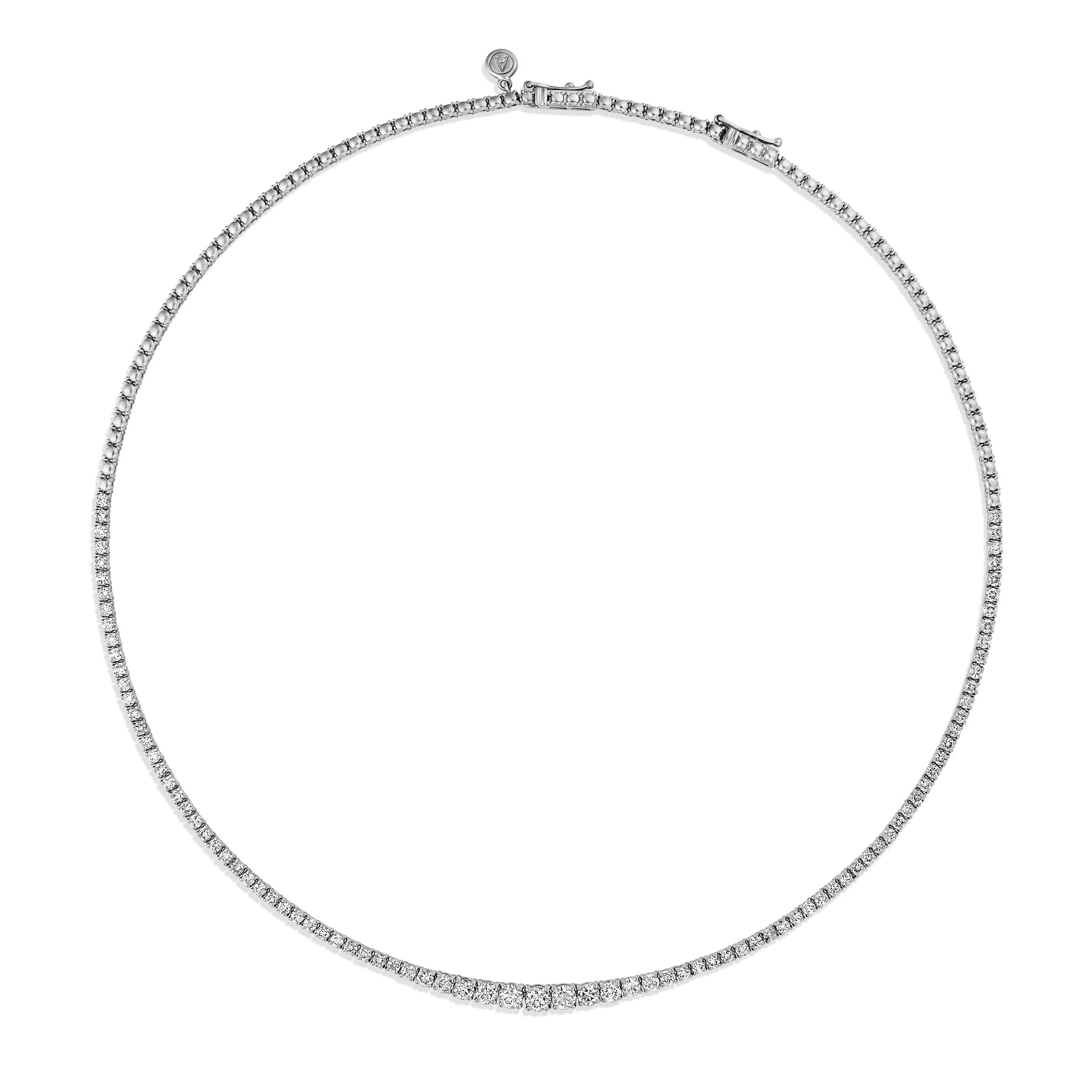 Promotional Finds Graduated Half Eternity Natural Diamond Tennis Necklace | 18K White Gold - Image 3