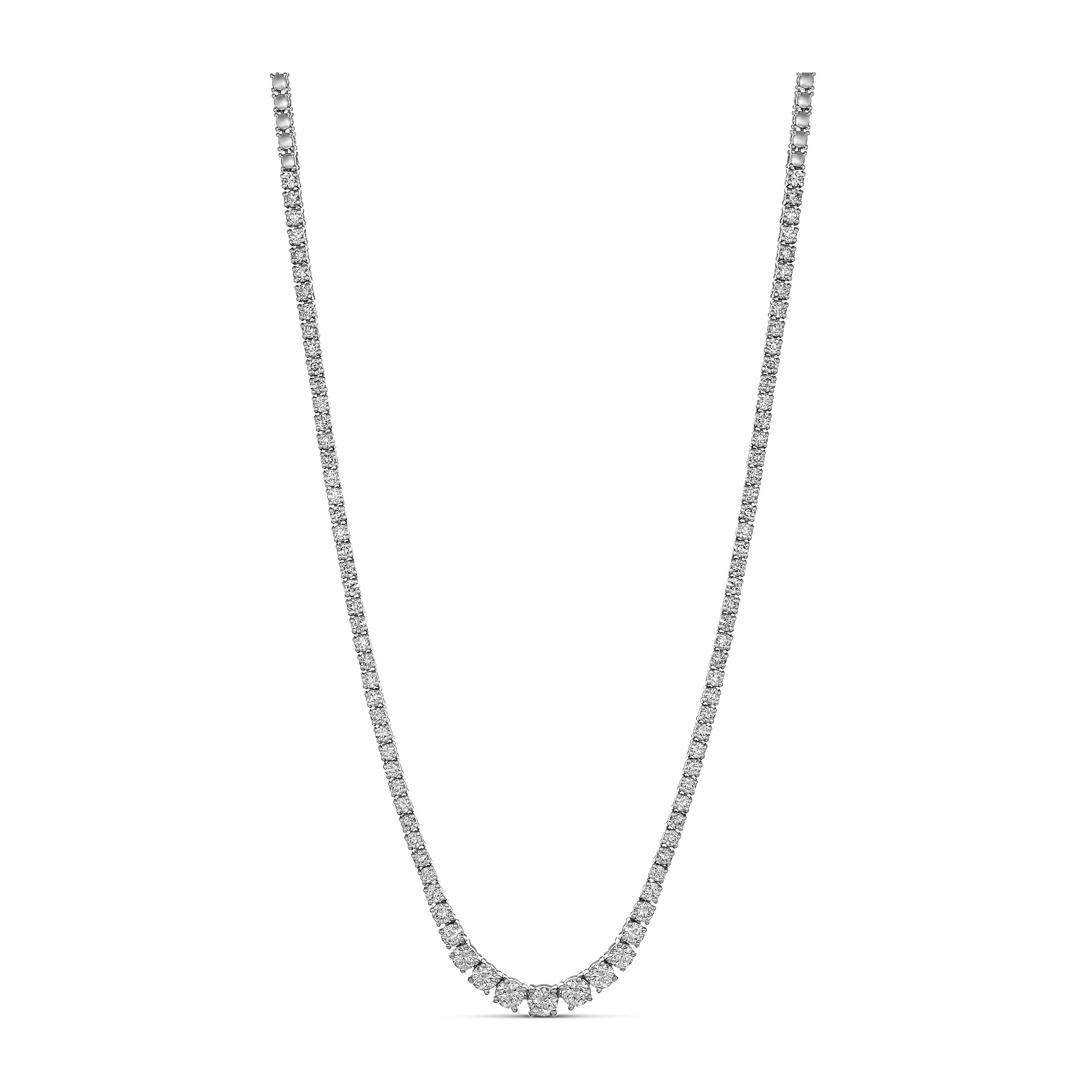 Promotional Finds Graduated Half Eternity Natural Diamond Tennis Necklace | 18K White Gold - Image 5