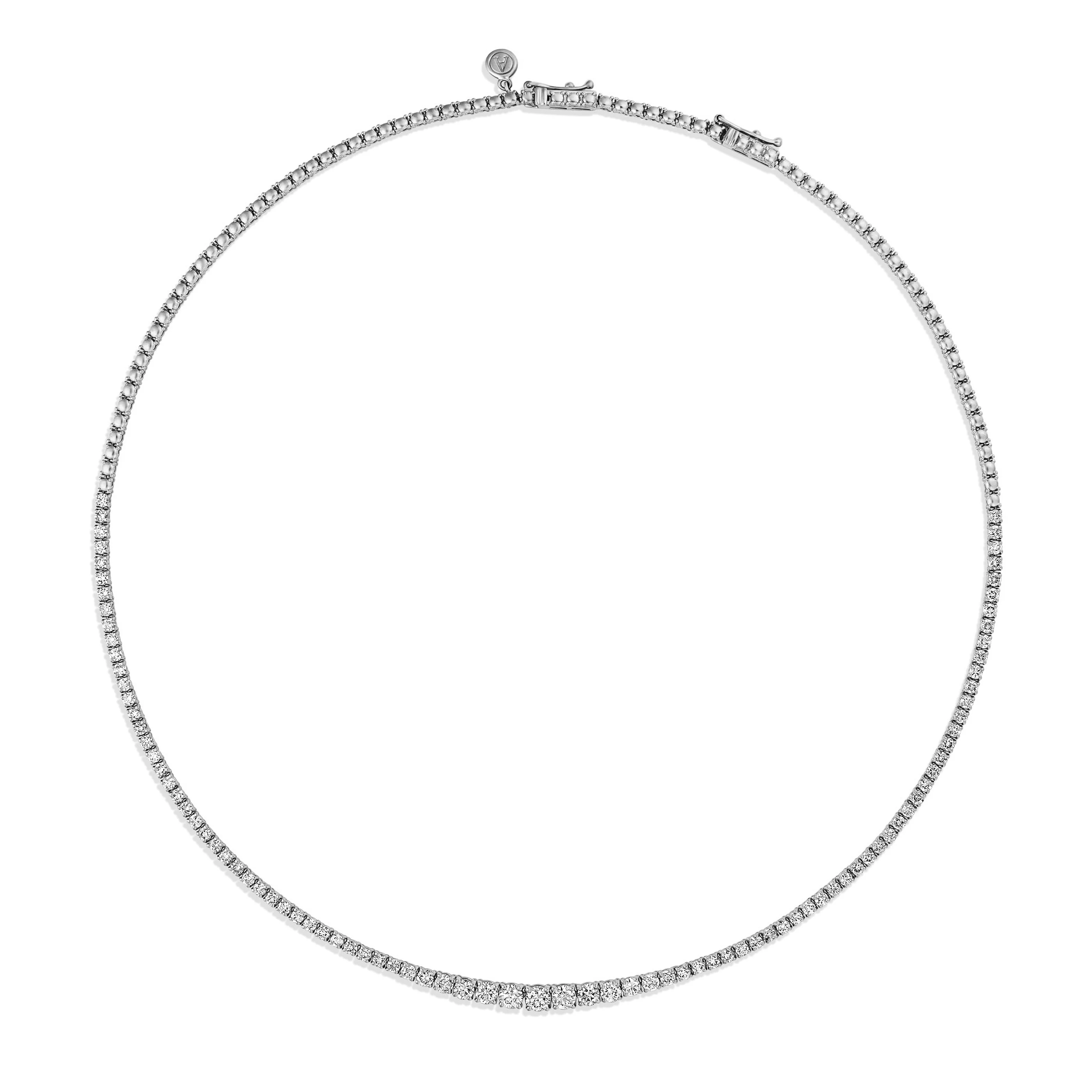 Promotional Finds Graduated Half Eternity Natural Diamond Tennis Necklace | 18K White Gold - Image 6