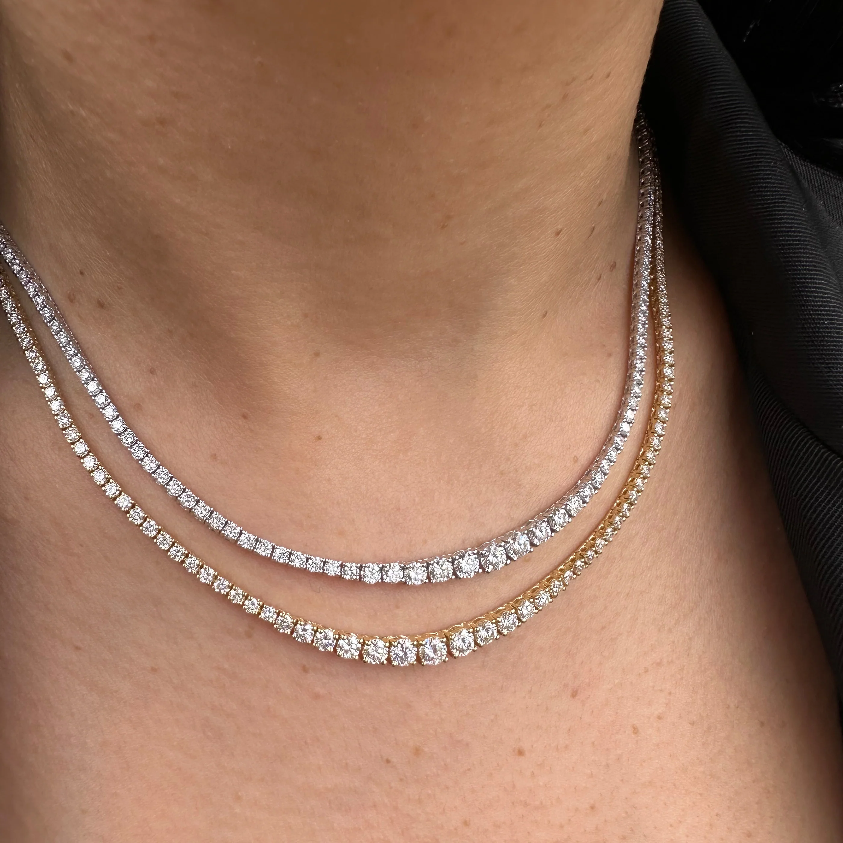 Promotional Finds Graduated Half Eternity Natural Diamond Tennis Necklace | 18K Yellow Gold - Image 2