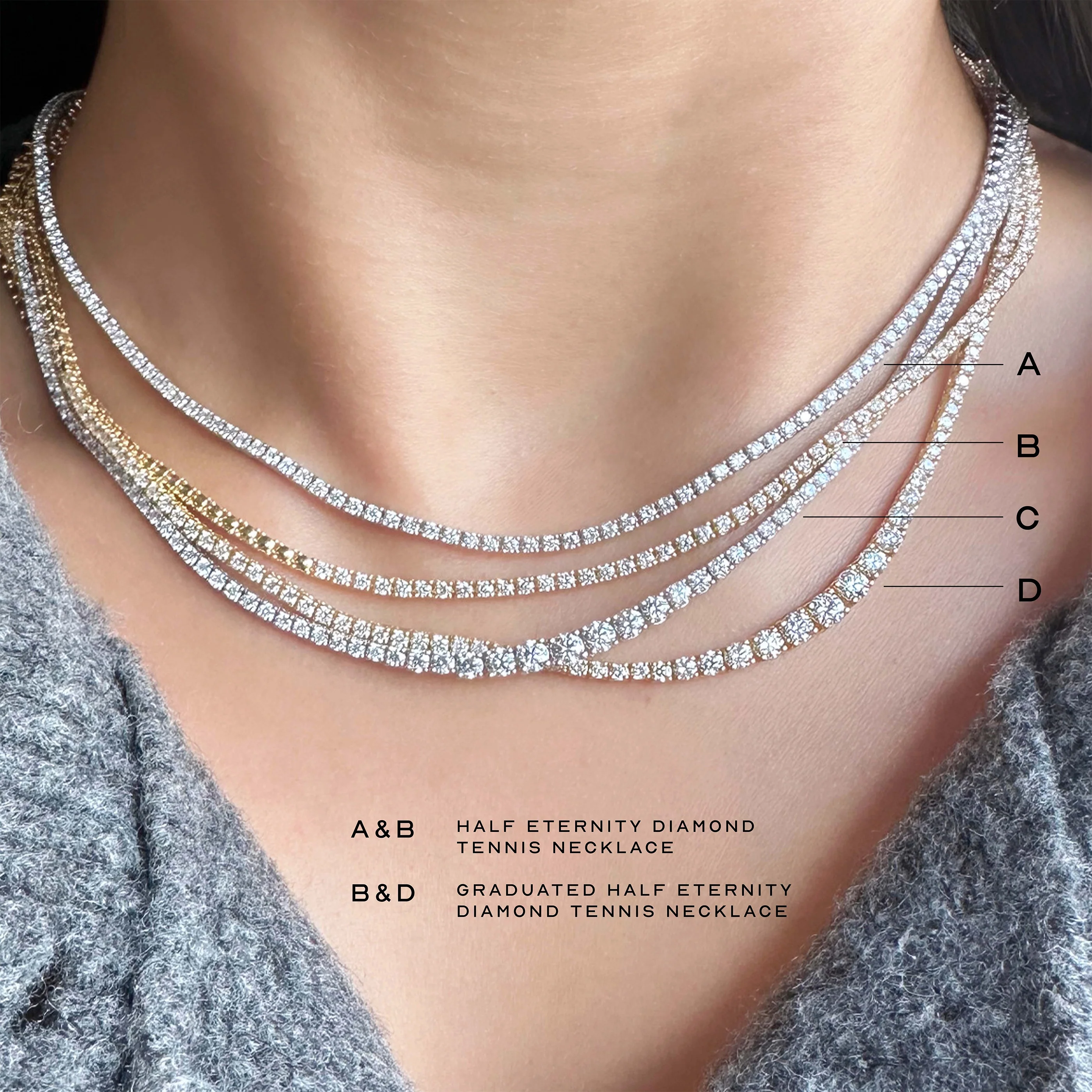 Promotional Finds Half Eternity Natural Diamond Tennis Necklace | 18K White Gold - Image 4