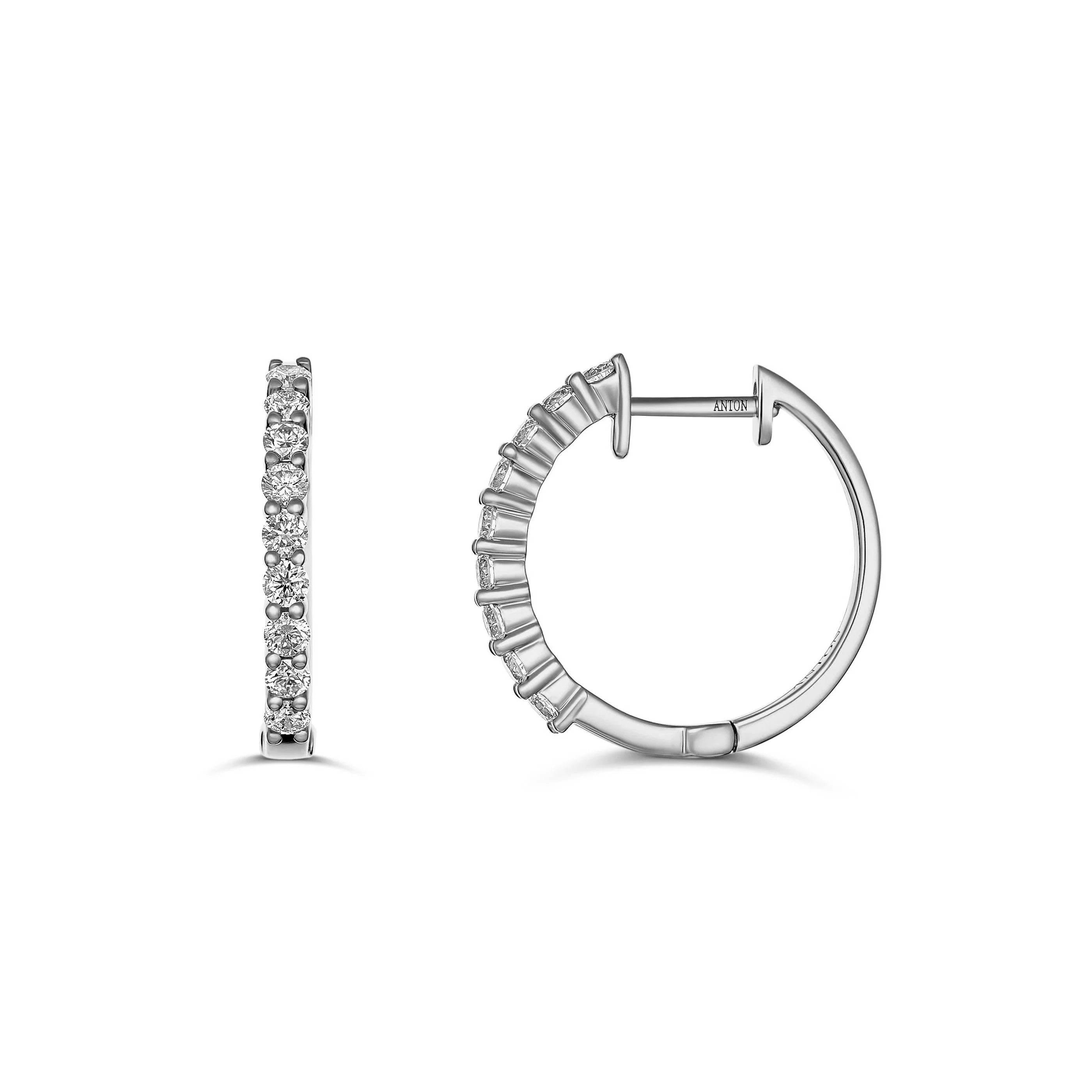 Promotional Finds Half Moon Natural Diamond Earrings 17.5mm | 18K White Gold - Image 5