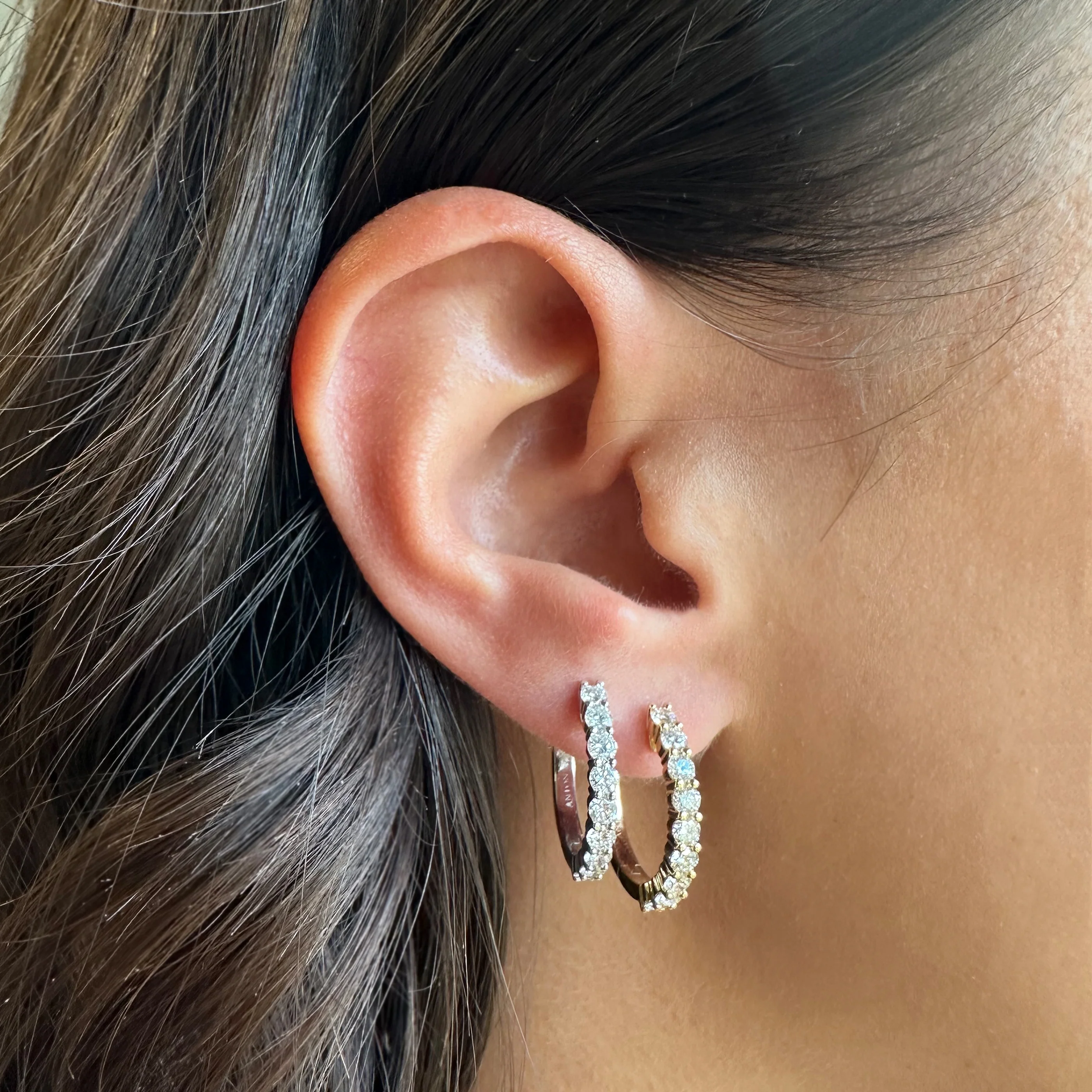 Promotional Finds Half Moon Natural Diamond Earrings 19mm | 18K White Gold - Image 4